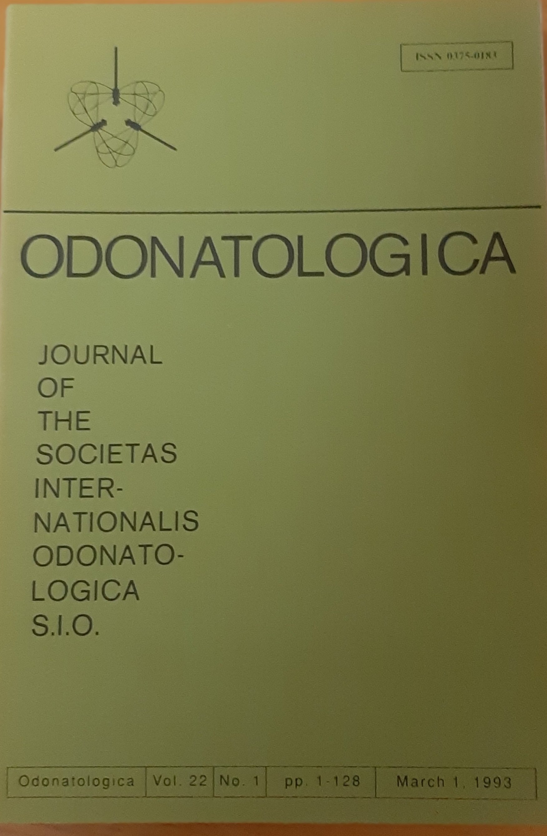 Odonatologica 1993/22. évf. 1. szám Journal of the Societas Internationalis Odonatologica S.I.O. (Rippl-Rónai Múzeum RR-F)