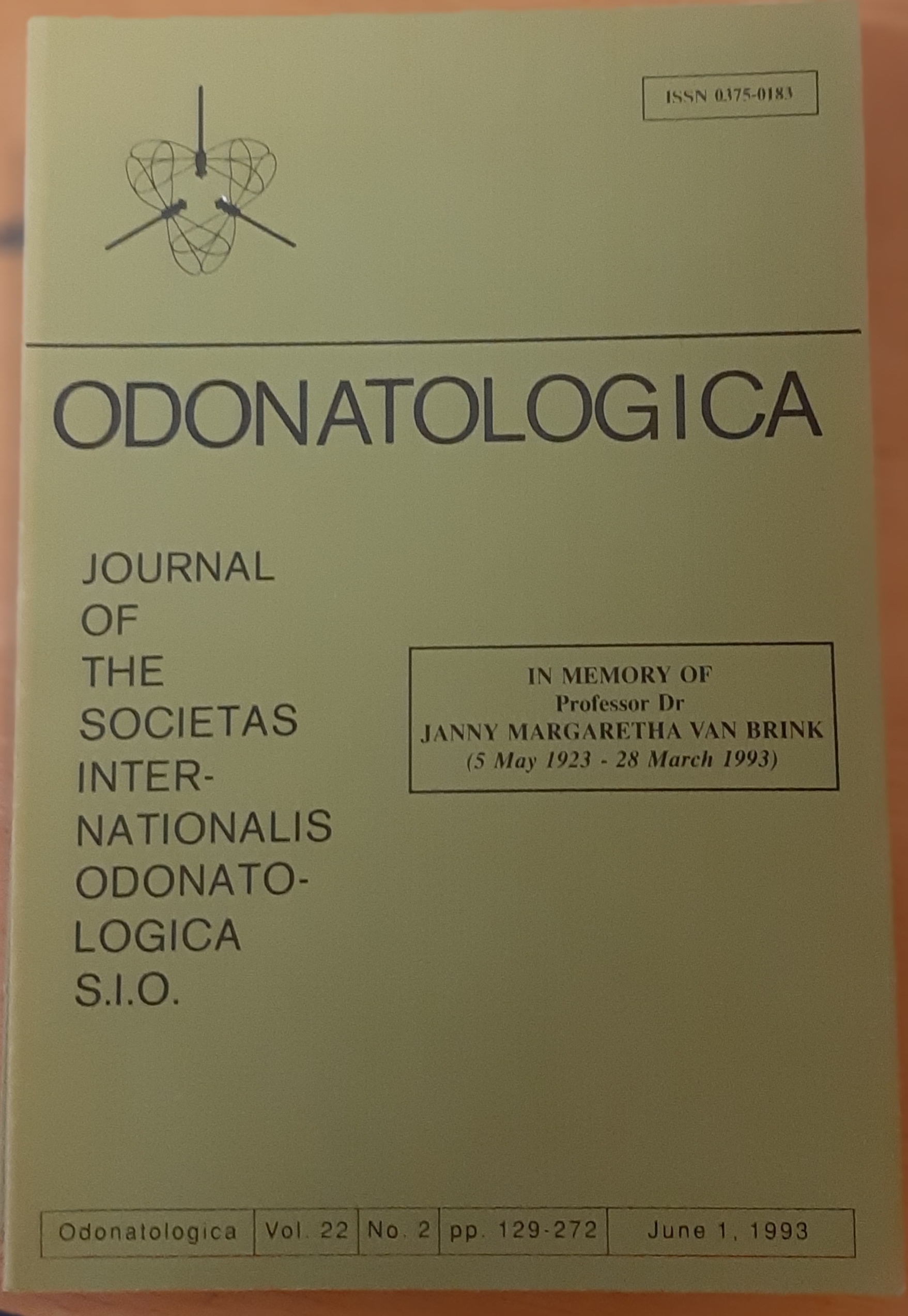Odonatologica 1993/22. évf. 2. szám Journal of the Societas Internationalis Odonatologica S.I.O. (Rippl-Rónai Múzeum RR-F)