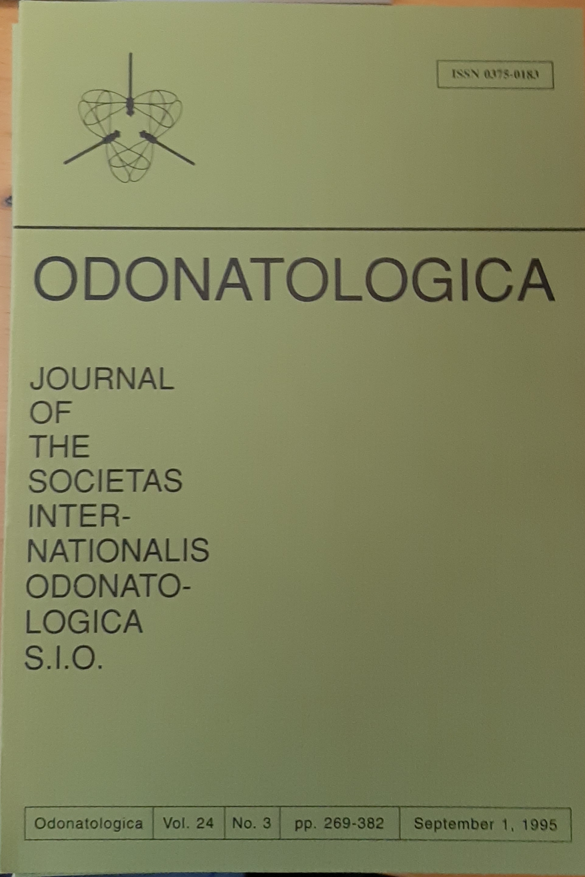 Odonatologica 1995/24. évf. 3. szám Journal of the Societas Internationalis Odonatologica S.I.O. (Rippl-Rónai Múzeum RR-F)