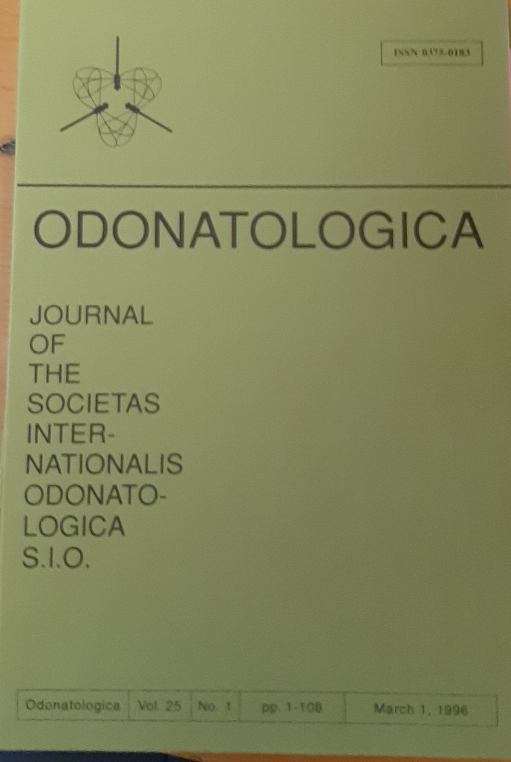 Odonatologica 1996/25. évf. 1. szám Journal of the Societas Internationalis Odonatologica S.I.O. (Rippl-Rónai Múzeum RR-F)