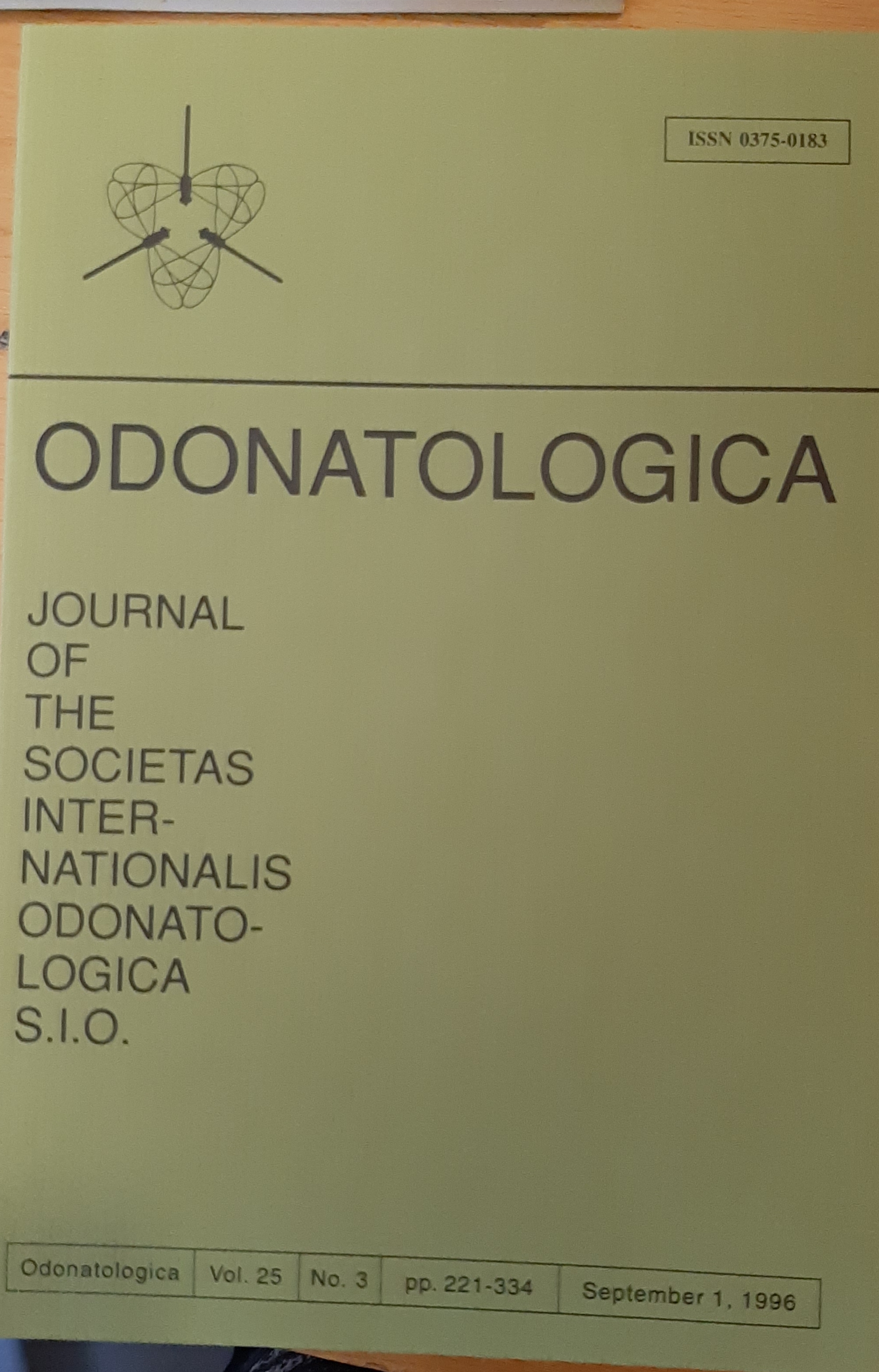 Odonatologica 1996/25. évf. 3. szám Journal of the Societas Internationalis Odonatologica S.I.O. (Rippl-Rónai Múzeum RR-F)