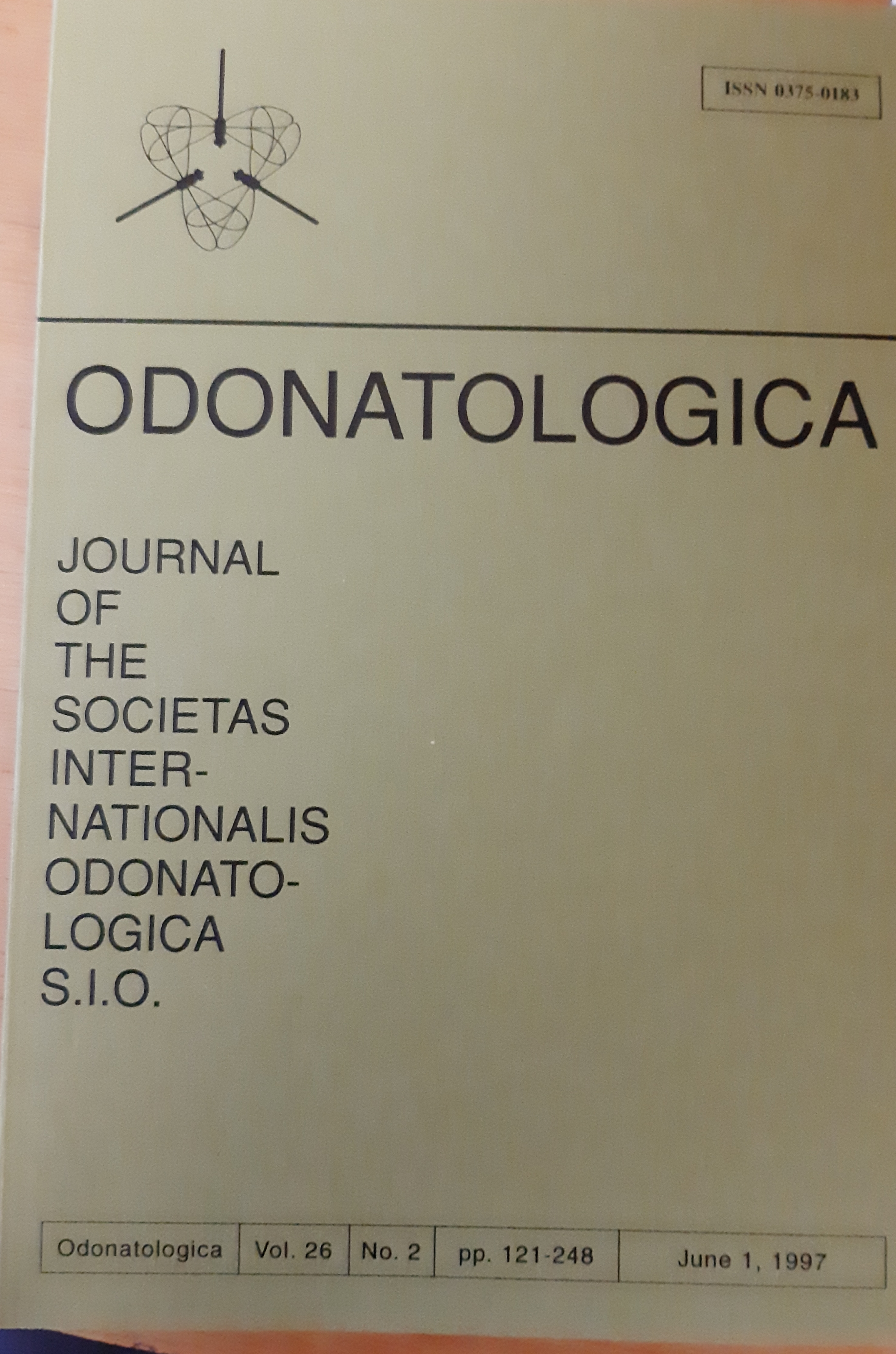 Odonatologica 1997/26. évf. 2. szám Journal of the Societas Internationalis Odonatologica S.I.O. (Rippl-Rónai Múzeum RR-F)
