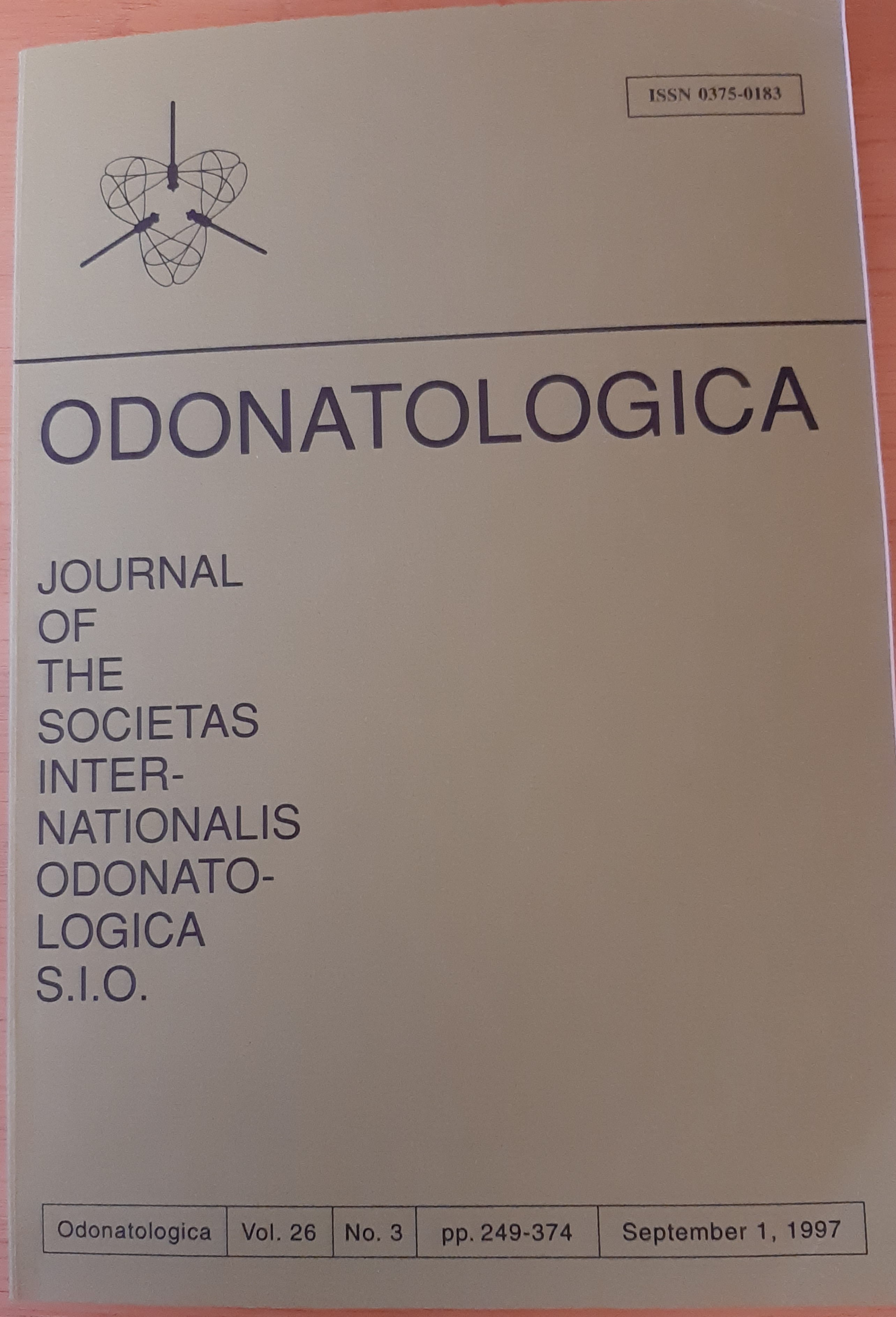 Odonatologica 1997/26. évf. 3. szám Journal of the Societas Internationalis Odonatologica S.I.O. (Rippl-Rónai Múzeum RR-F)