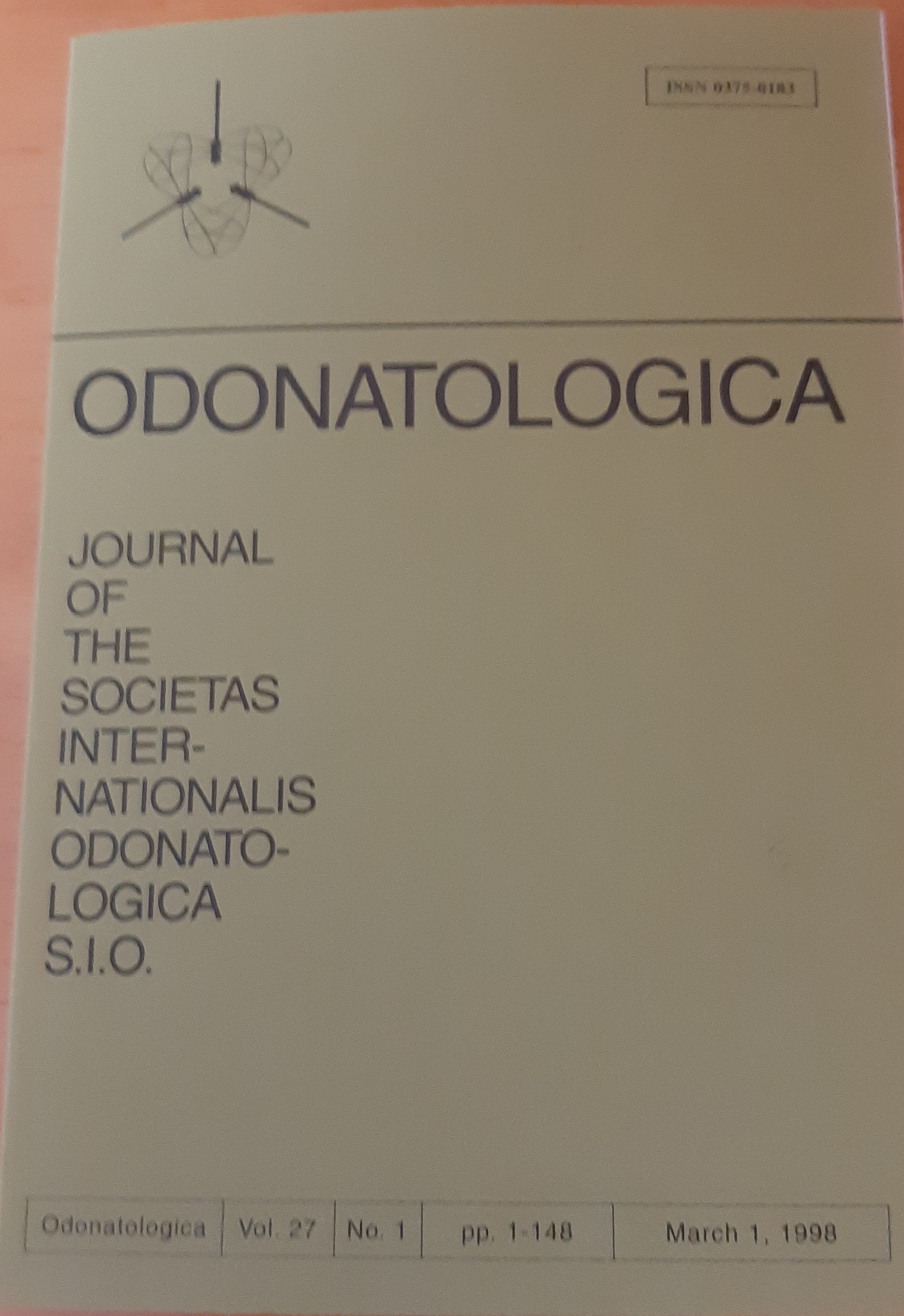 Odonatologica 1998/27. évf. 1. szám Journal of the Societas Internationalis Odonatologica S.I.O. (Rippl-Rónai Múzeum RR-F)