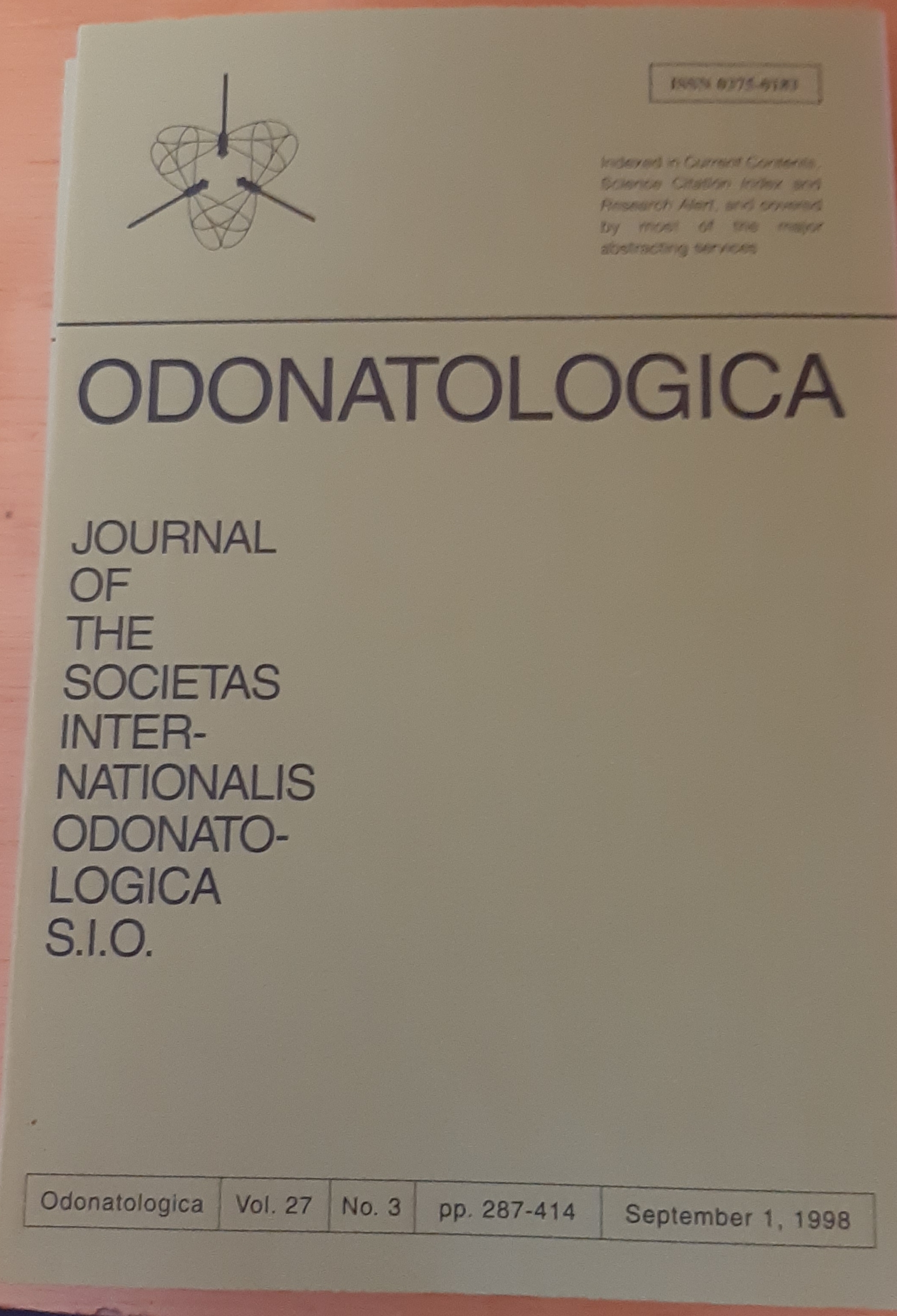 Odonatologica 1998/27. évf. 3. szám Journal of the Societas Internationalis Odonatologica S.I.O. (Rippl-Rónai Múzeum RR-F)