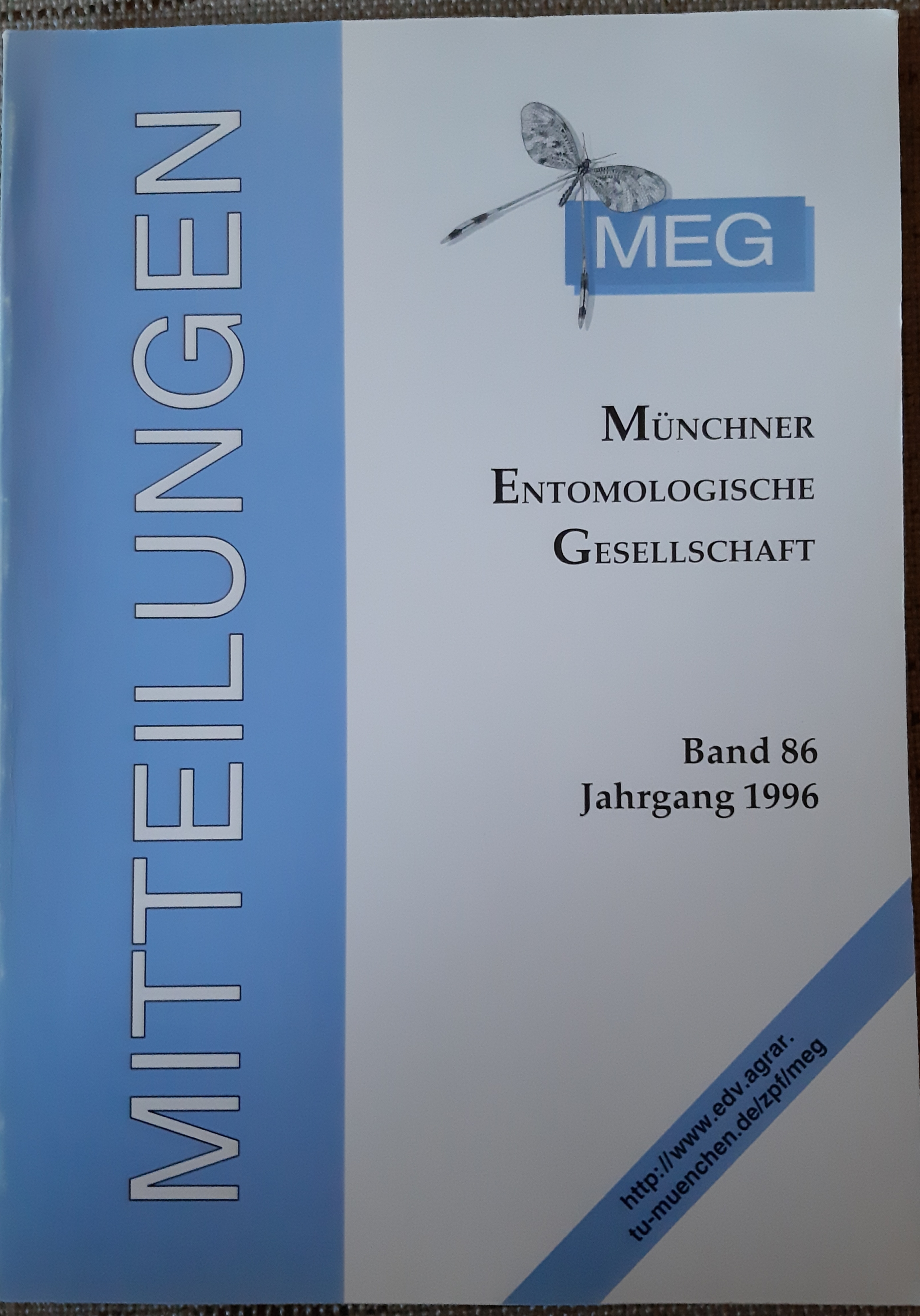 Mitteilungen der Münchner Entomologischen Gesellschaft 1996/86. kötet (Rippl-Rónai Múzeum RR-F)