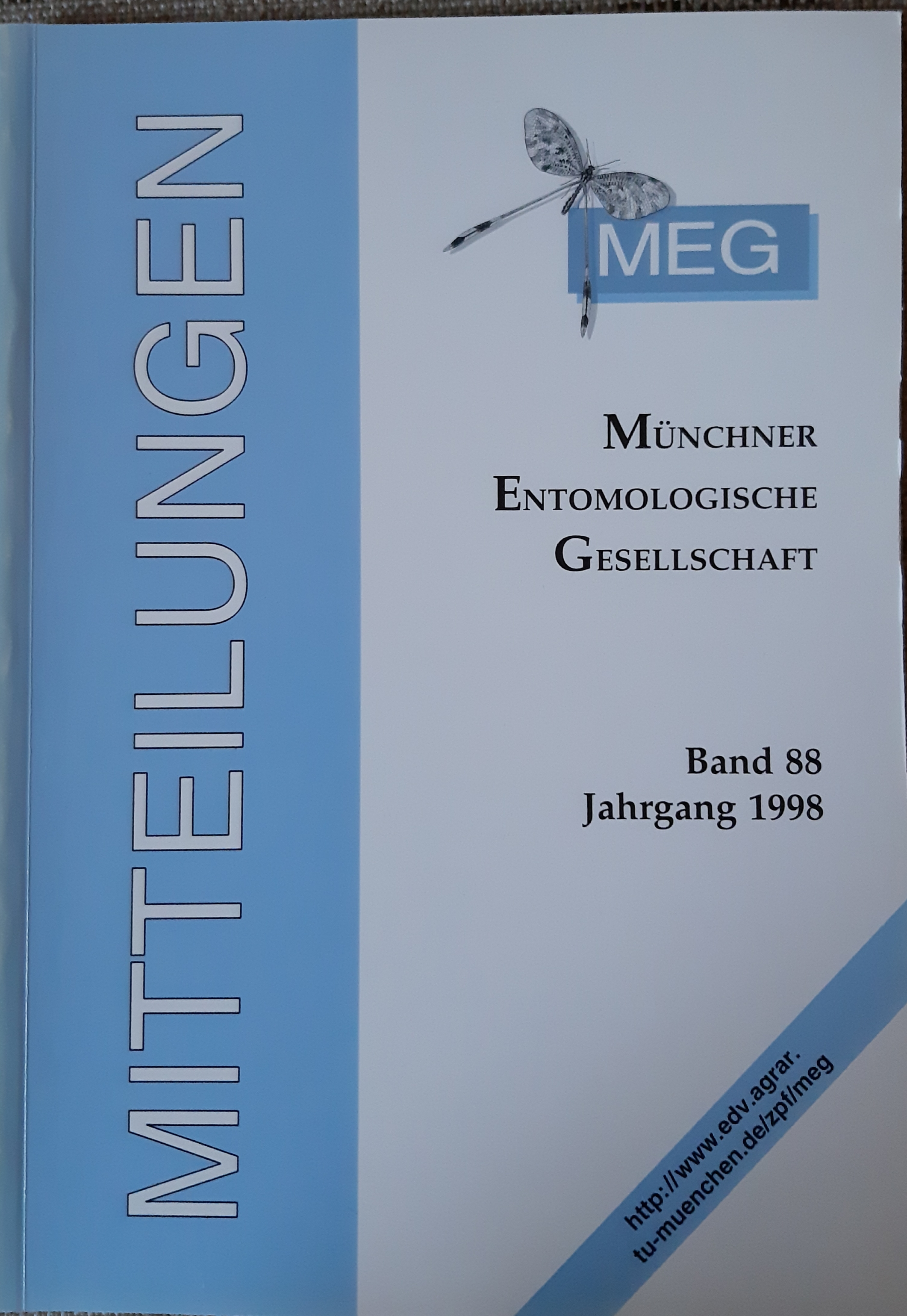 Mitteilungen der Münchner Entomologischen Gesellschaft 1998/89. kötet (Rippl-Rónai Múzeum RR-F)