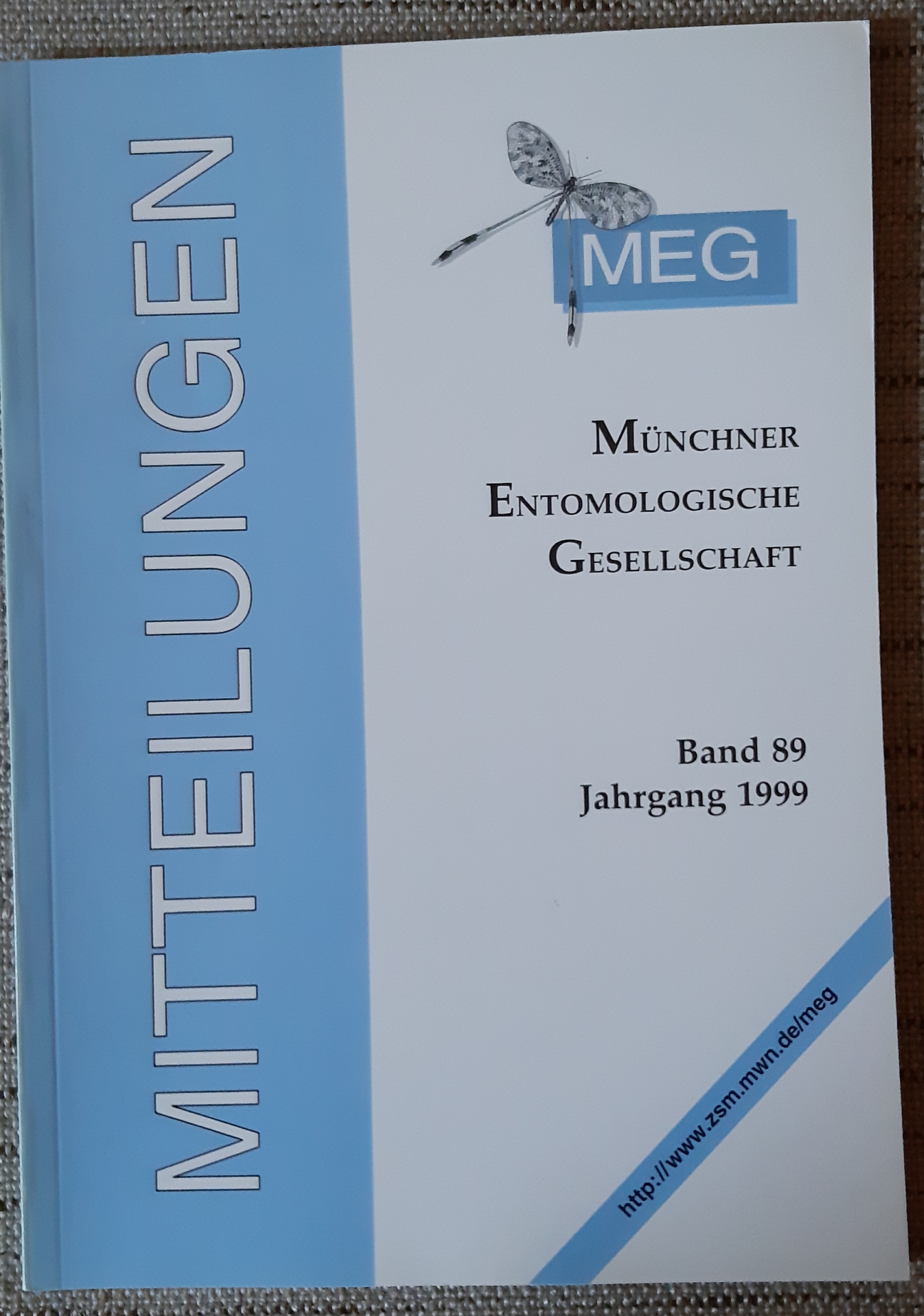 Mitteilungen der Münchner Entomologischen Gesellschaft 1999/89. kötet (Rippl-Rónai Múzeum RR-F)
