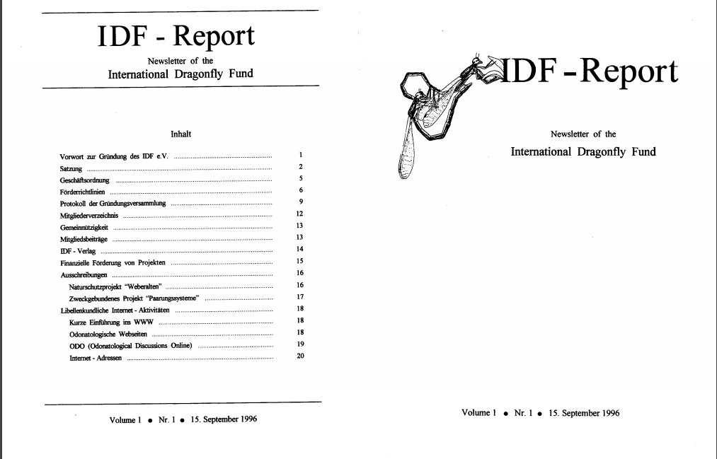 IDF - Report 1996/1. évf. 1. szám Newsletter of the International Dragonfly Fund (Rippl-Rónai Múzeum RR-F)