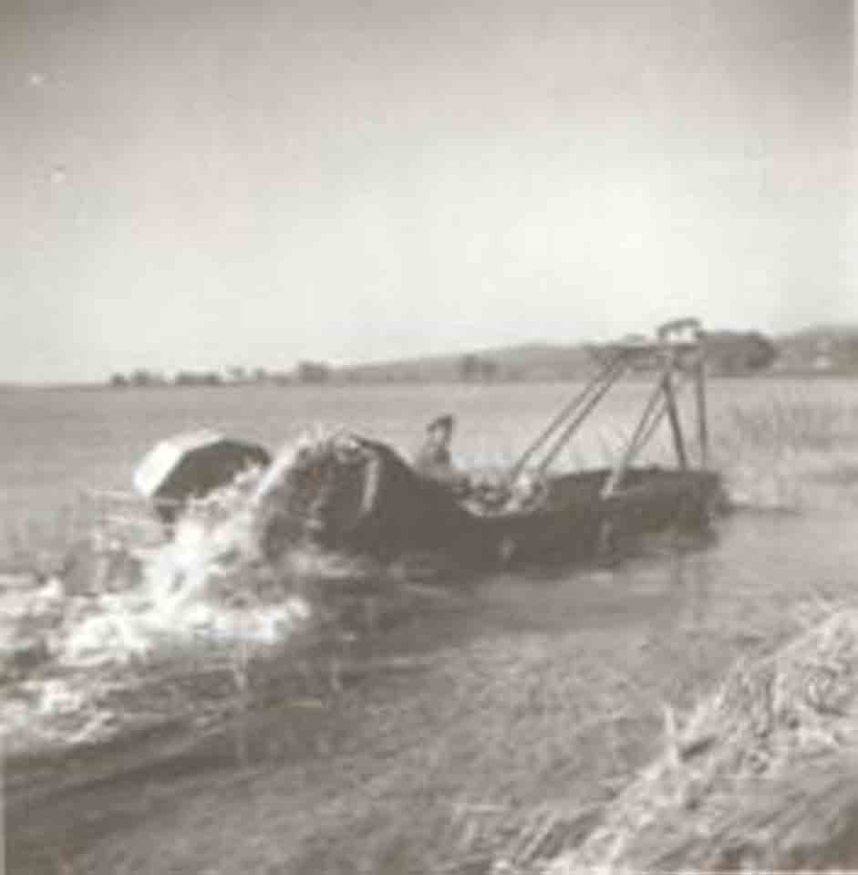 Motoros-kaszálógép vágja a nádat a berki határban (Rippl-Rónai Múzeum RR-F)