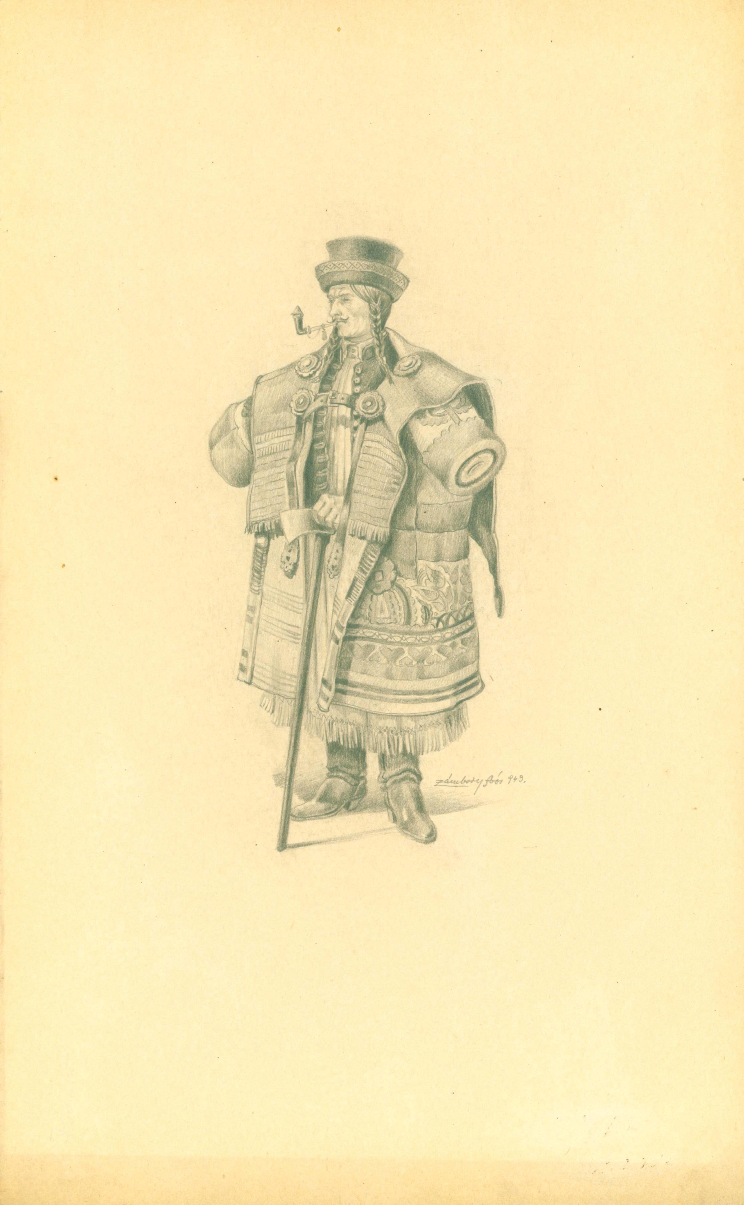 Régi pásztor alak, ceruzarajz után készült fotó (Rippl-Rónai Múzeum RR-F)