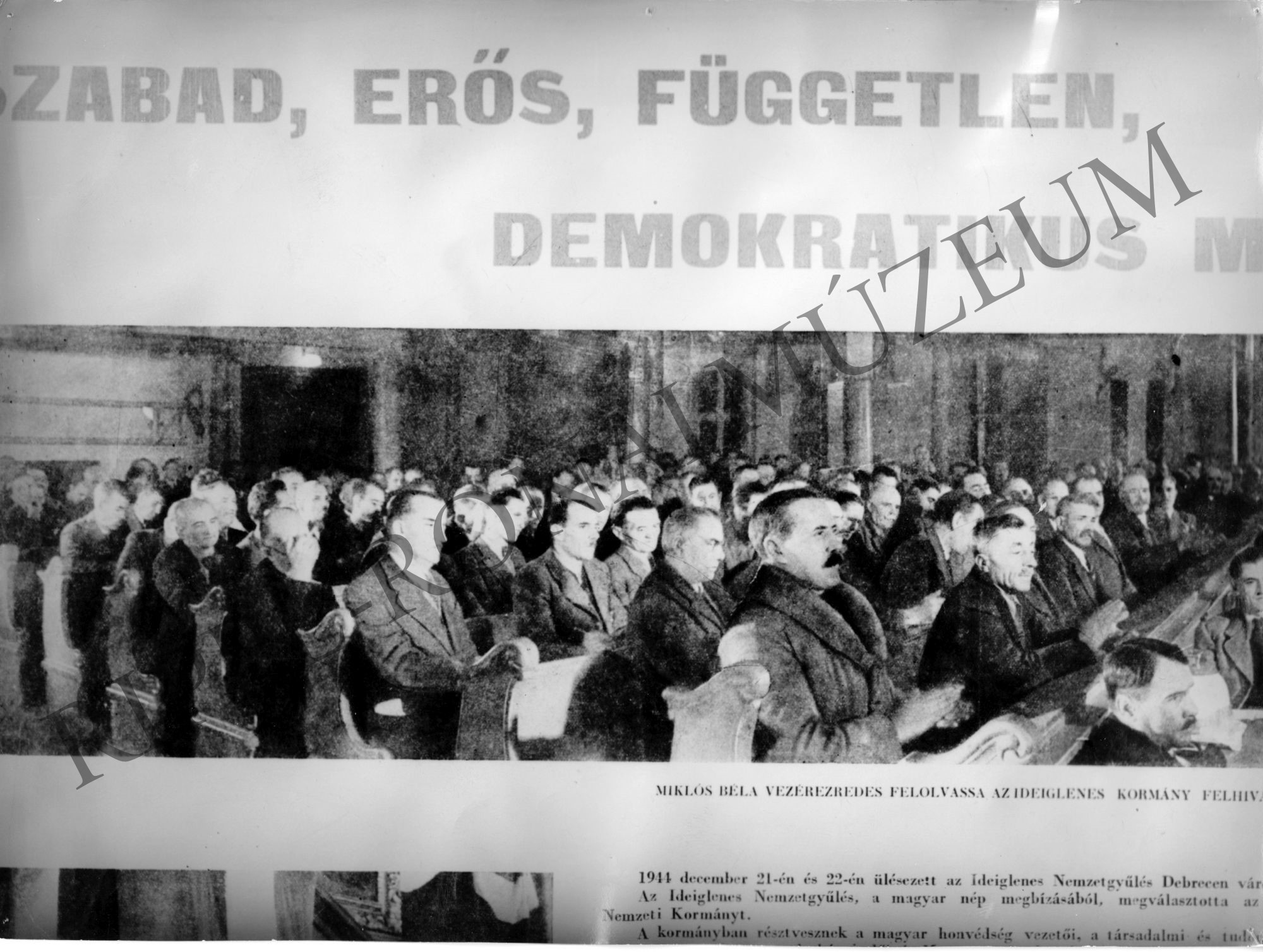 Ülésezik az Ideiglenes Nemzetgyűlés. 1945. (Rippl-Rónai Múzeum CC BY-NC-SA)