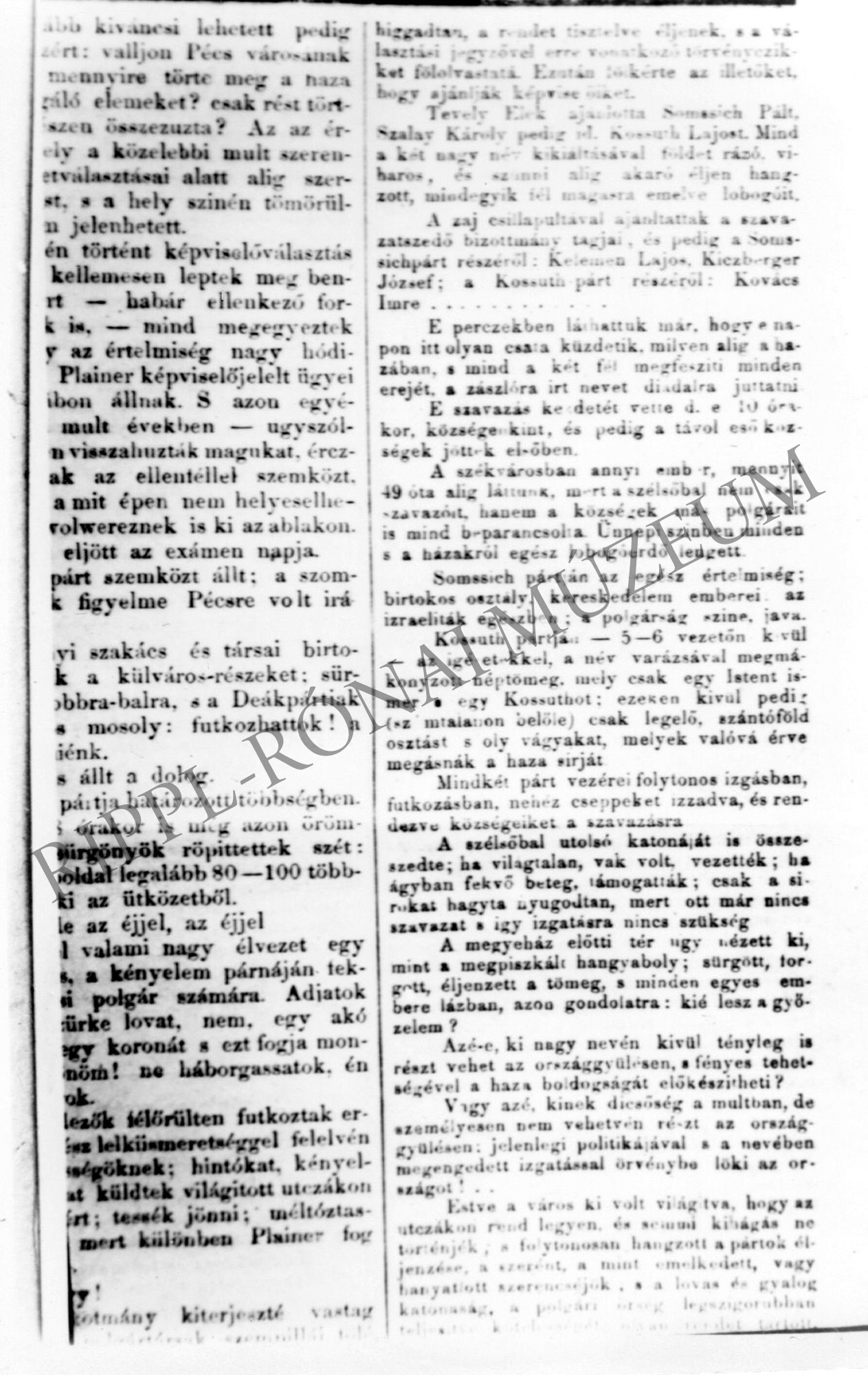 Újságcikk Somogy 1869. március 23. - Kossuth képviselővé választása - 2. rész (Rippl-Rónai Múzeum CC BY-NC-SA)