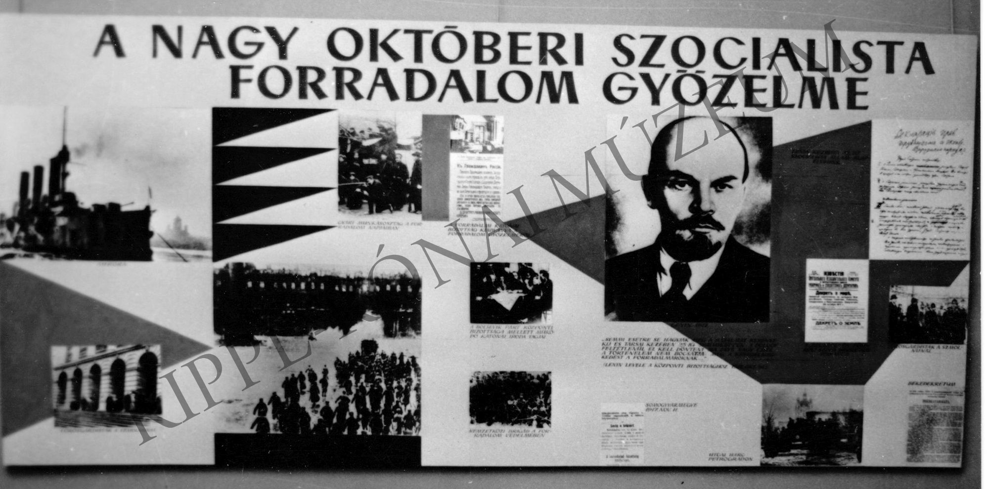 A Nagy Októberi Szocialista Forradalom 50. évfordulójára rendezett kiállítás. 1. terem 3. tabló (Rippl-Rónai Múzeum CC BY-NC-SA)