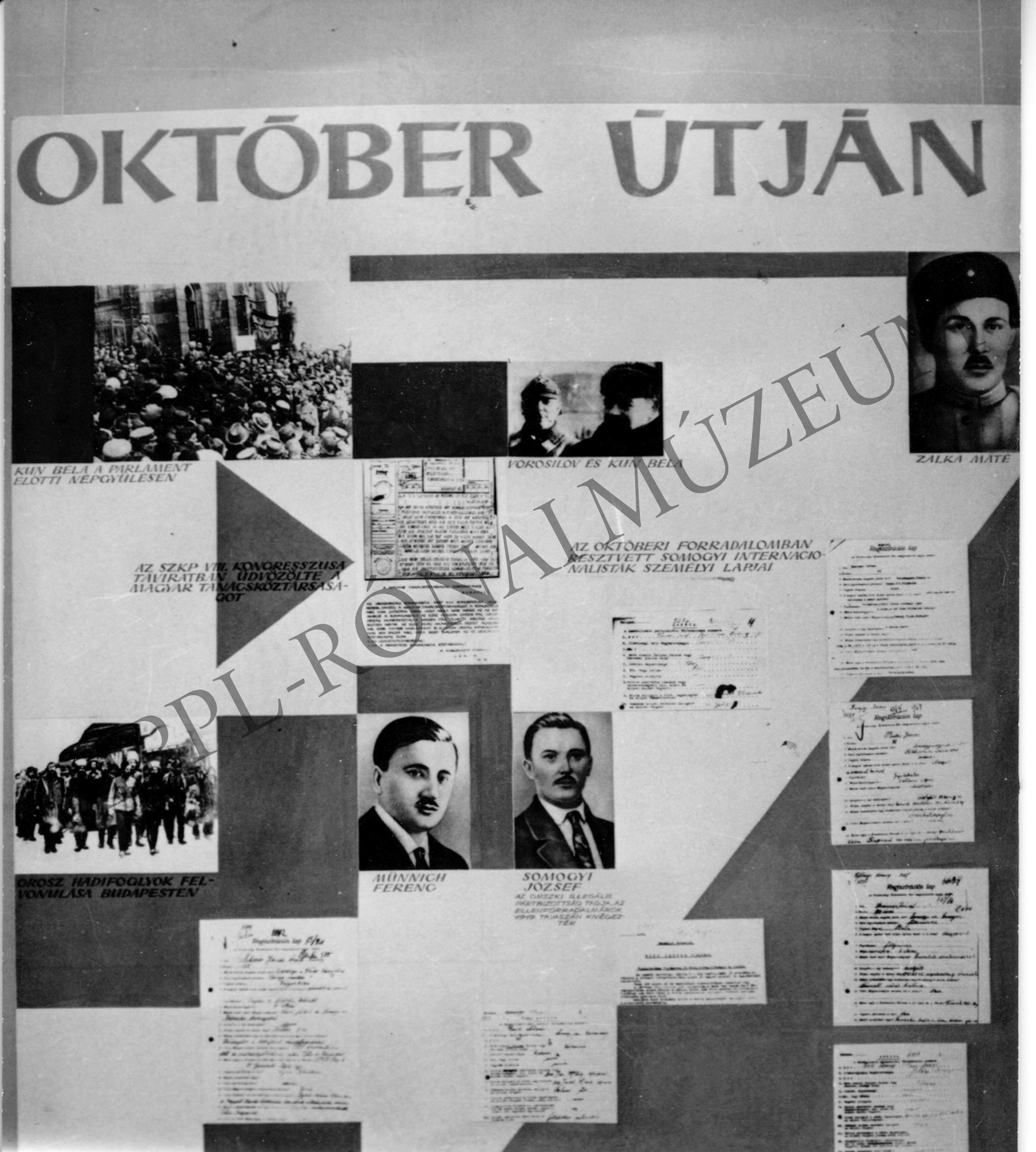A Nagy Októberi Szocialista Forradalom 50. évfordulójára rendezett kiállítás. 1. terem 4. tabló (Rippl-Rónai Múzeum CC BY-NC-SA)
