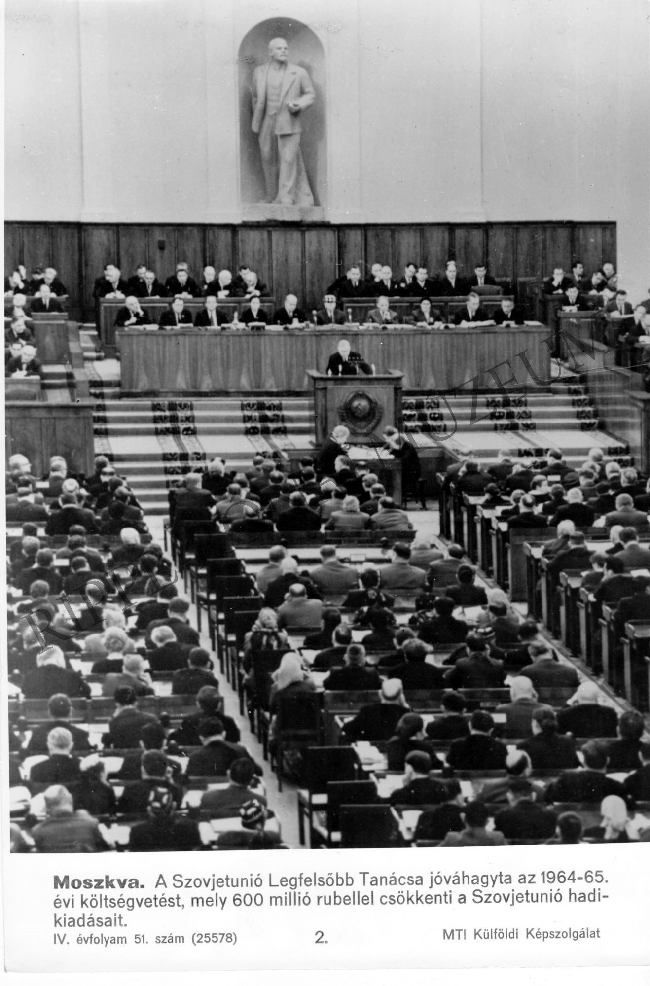A Szovjetunió Legfelsőbb Tanácsa jóváhagyta az 1964-65. évi költségvetést. (Rippl-Rónai Múzeum CC BY-NC-SA)