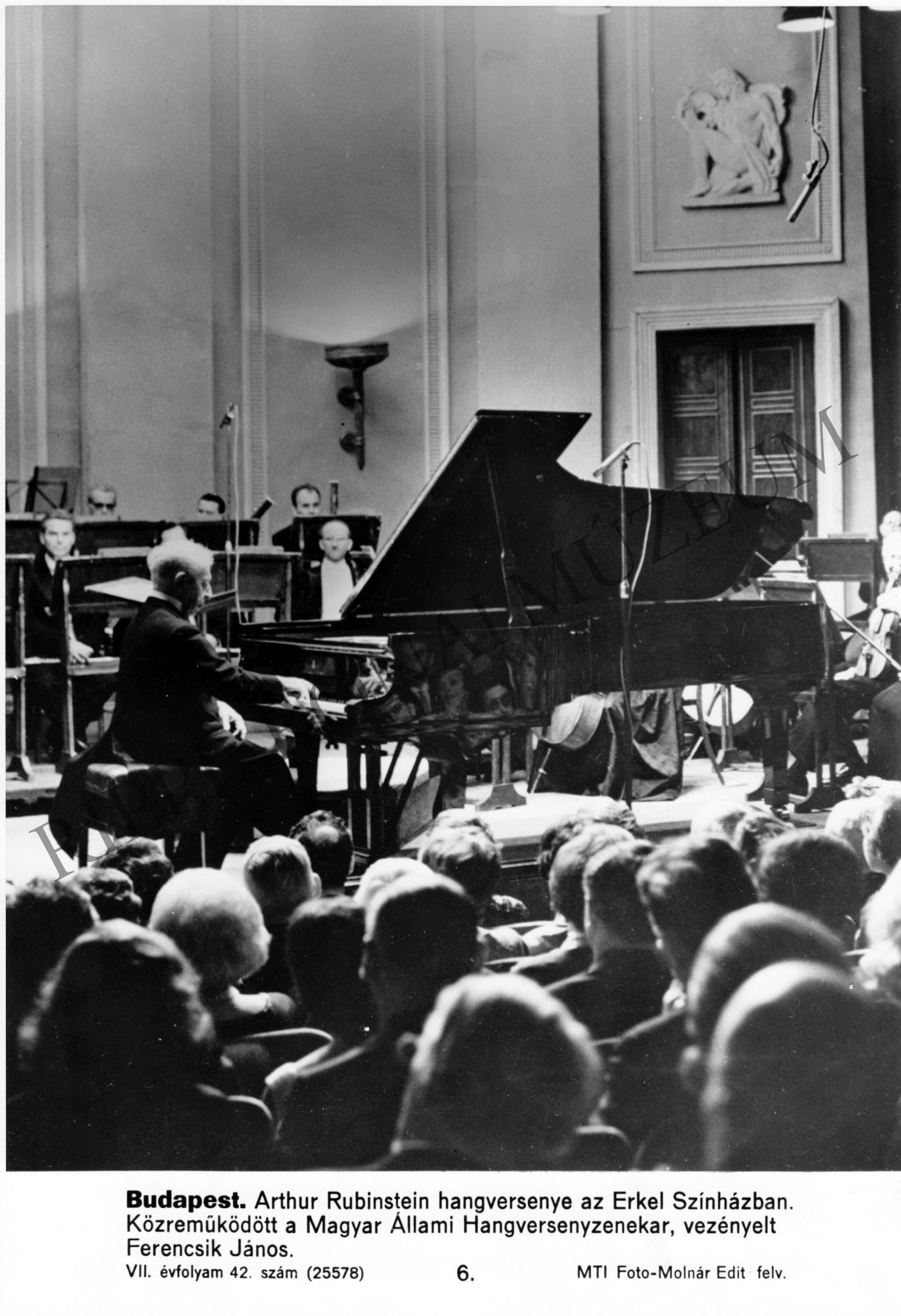 Arthur Rubinstein hangversenye az Erkel Színházban (Rippl-Rónai Múzeum CC BY-NC-SA)