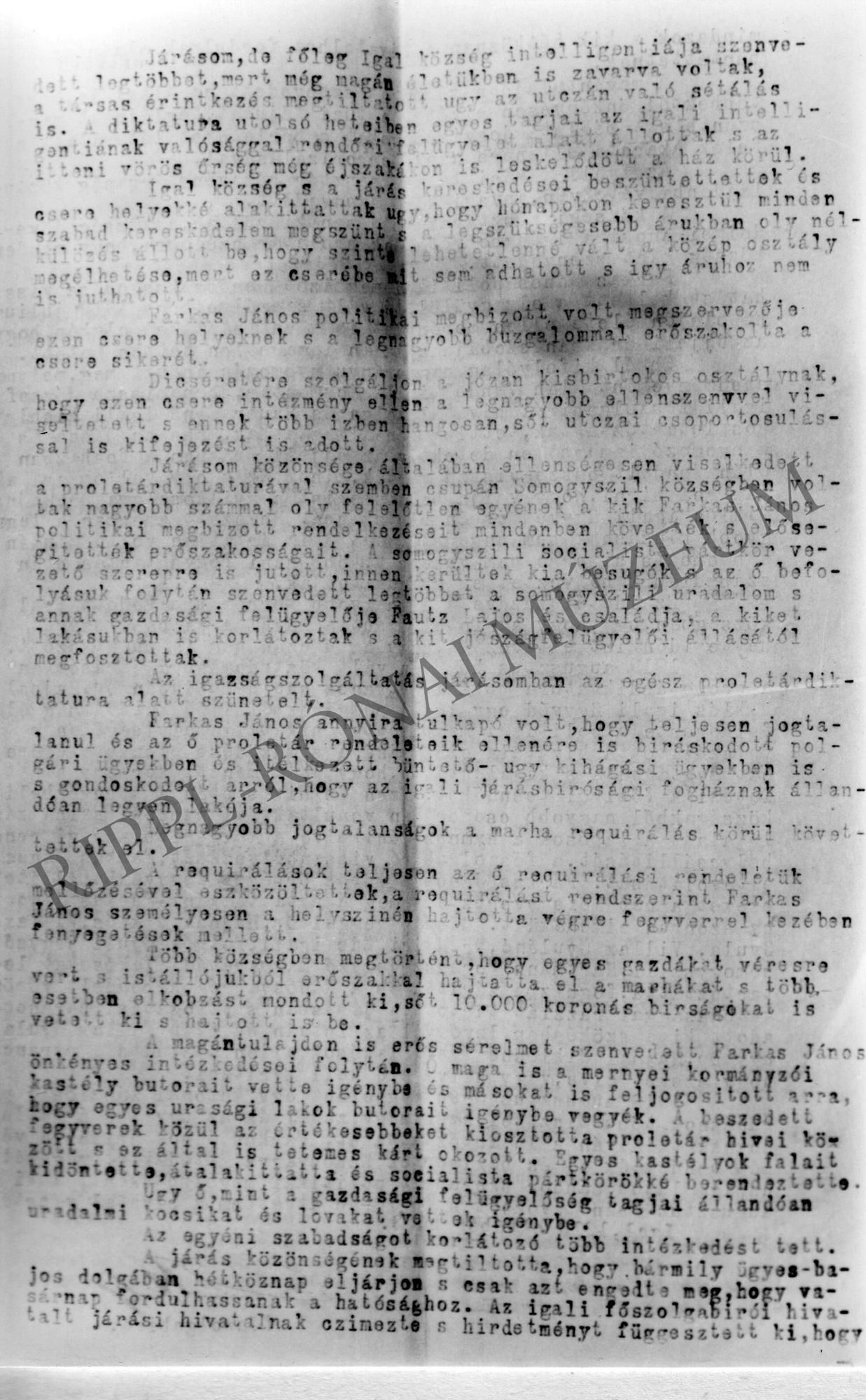 Az igali főszolgabíró jelentése az alispánnak - a bukott tanácsköztársaság letartóztatottjairól - 1919. október 3. - 3. oldal (Rippl-Rónai Múzeum CC BY-NC-SA)