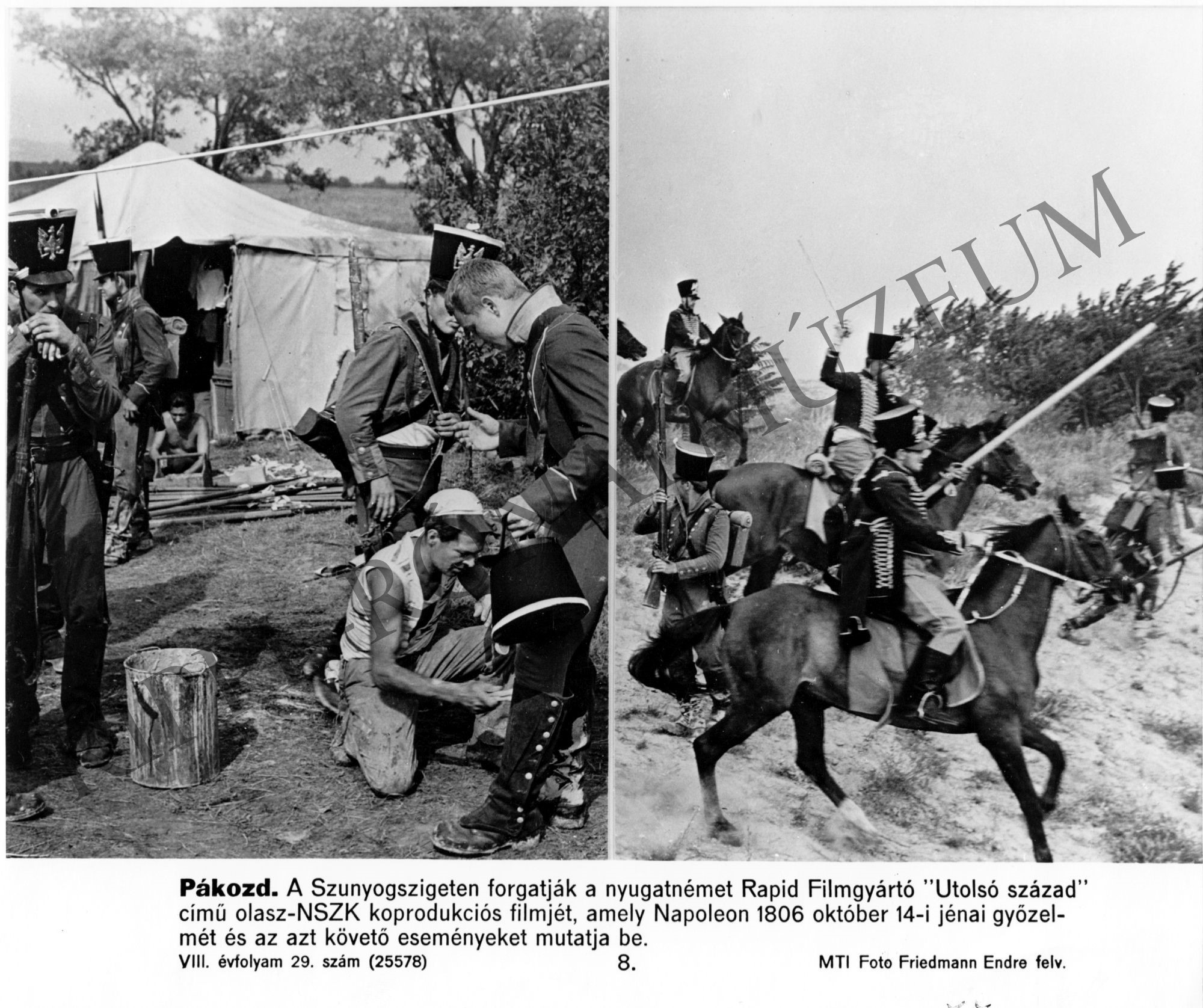Az "Utolsó század" c. film forgatásakor készült felvételek 1. Katonák öltöztetése 2. Csatajelenet (Rippl-Rónai Múzeum CC BY-NC-SA)