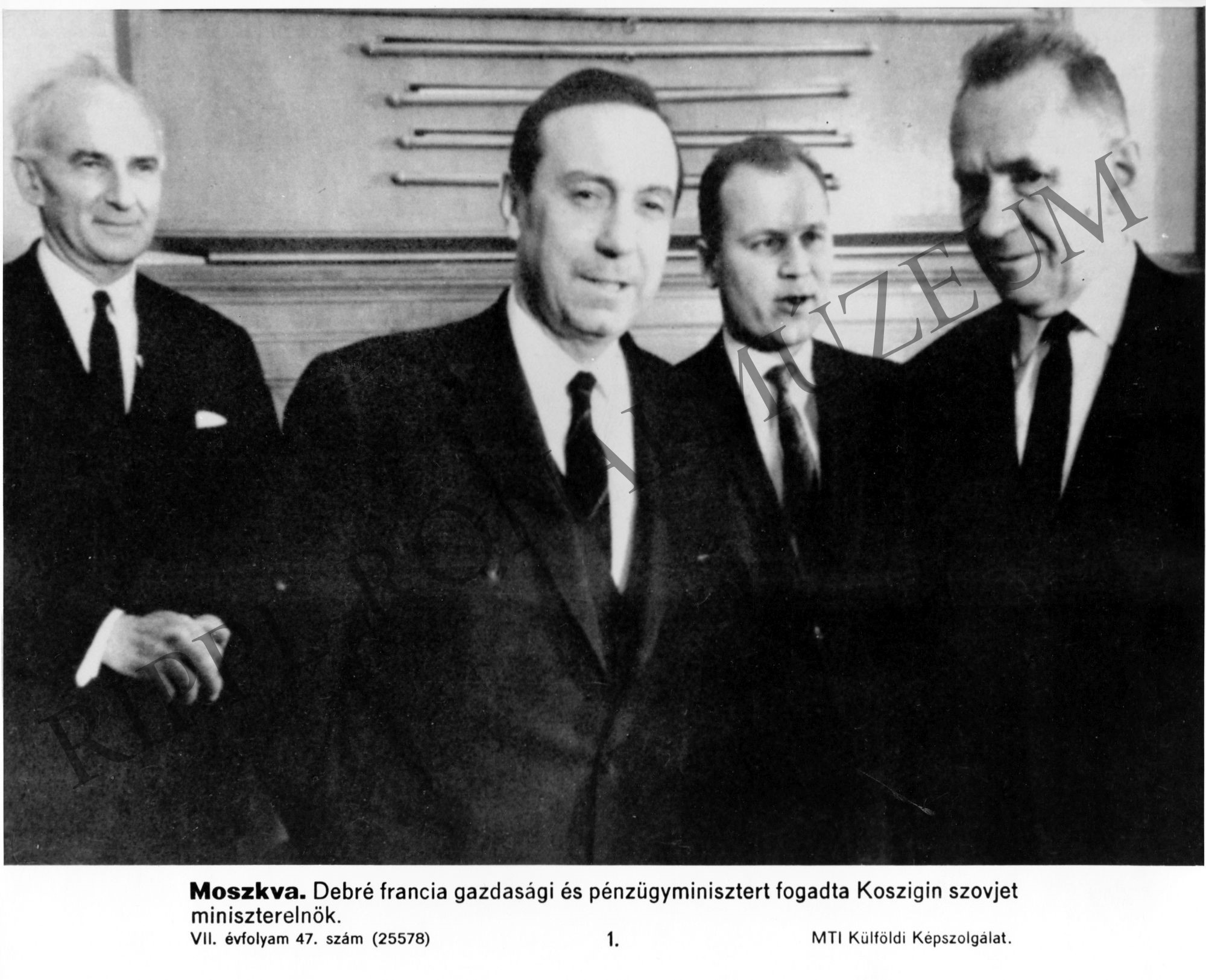 Debré francia gazdasági és pénzügyminisztert fogadta Koszigin szovjet miniszterelnök (Rippl-Rónai Múzeum CC BY-NC-SA)