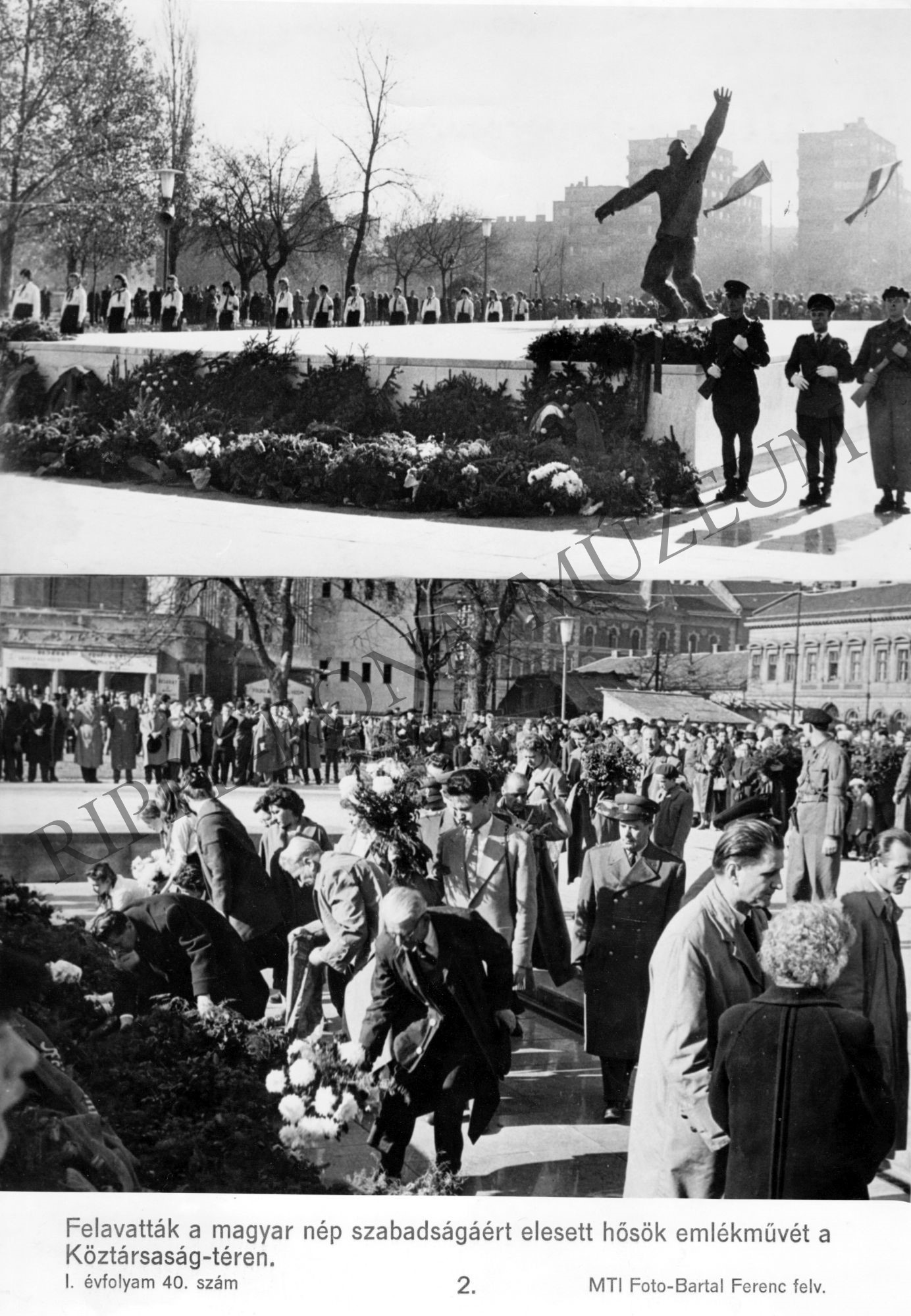 Felavatták a magyar nép szabadságáért elesett hősök emlékművét a Köztársaság-téren (Rippl-Rónai Múzeum CC BY-NC-SA)