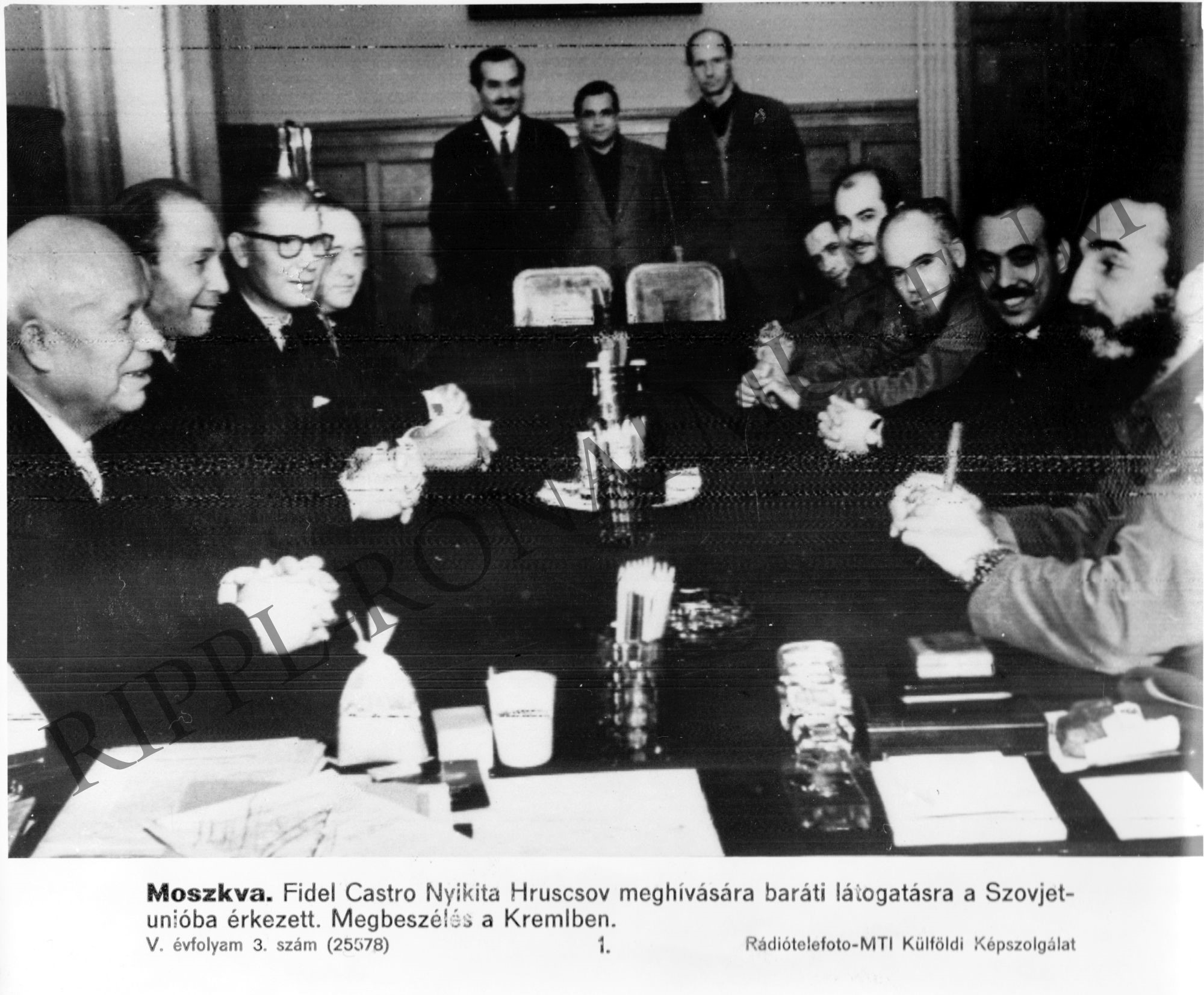 Fidel Castro Nykita Hruscsov meghívására baráti látogatásra a Szovjetunióba érkezett. (Rippl-Rónai Múzeum CC BY-NC-SA)