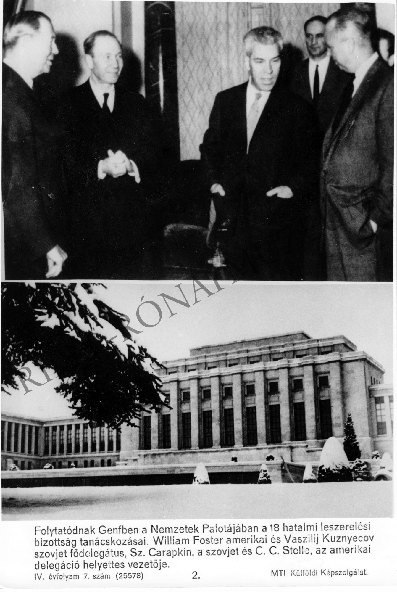Folytatódnak Genfben a Nemzetek Palotájában a 18 hatalmi leszerelési bizottság tanácskozásai. (Rippl-Rónai Múzeum CC BY-NC-SA)