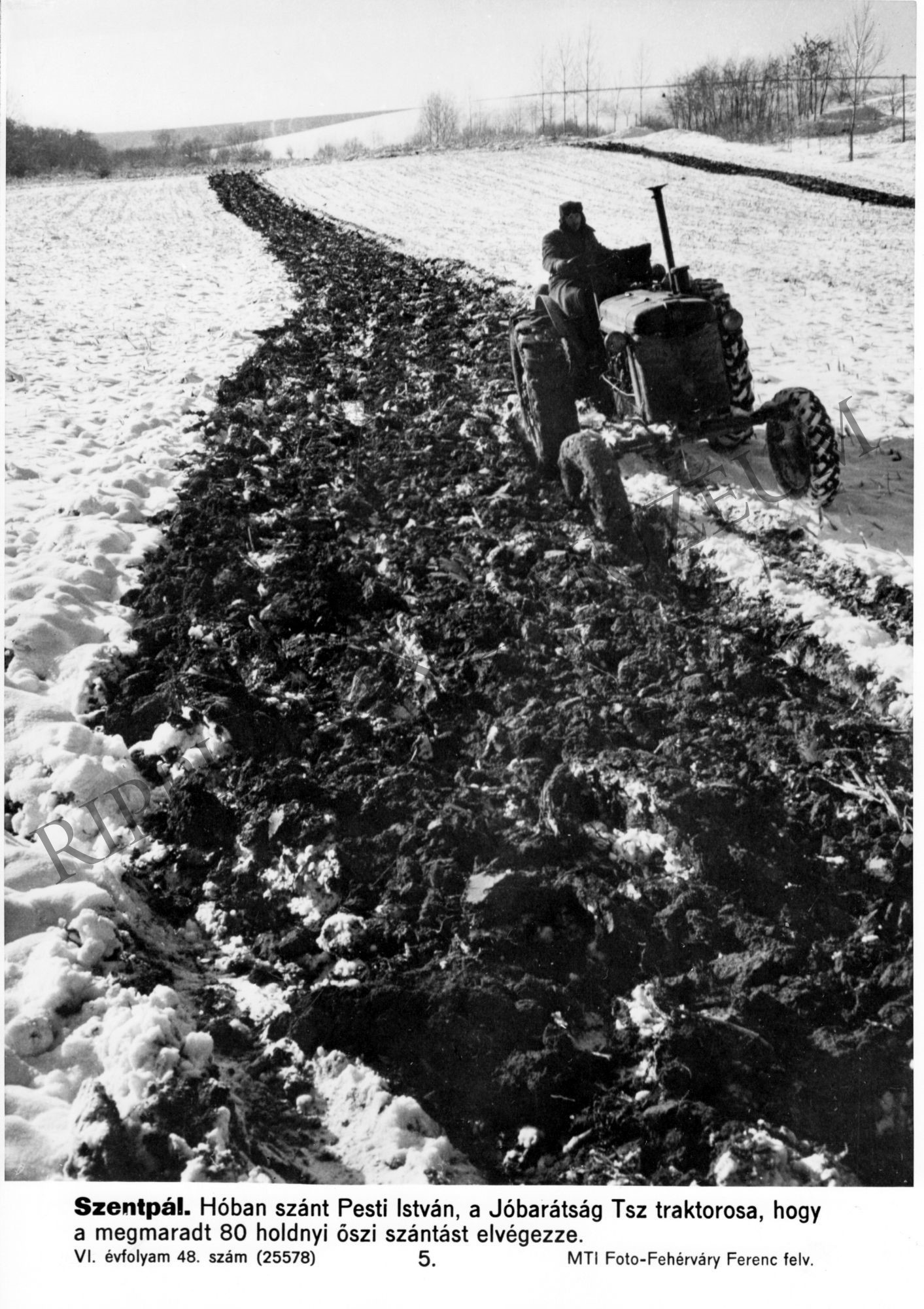 Hóban szánt a Jóbarátság Tsz traktorosa (Rippl-Rónai Múzeum CC BY-NC-SA)