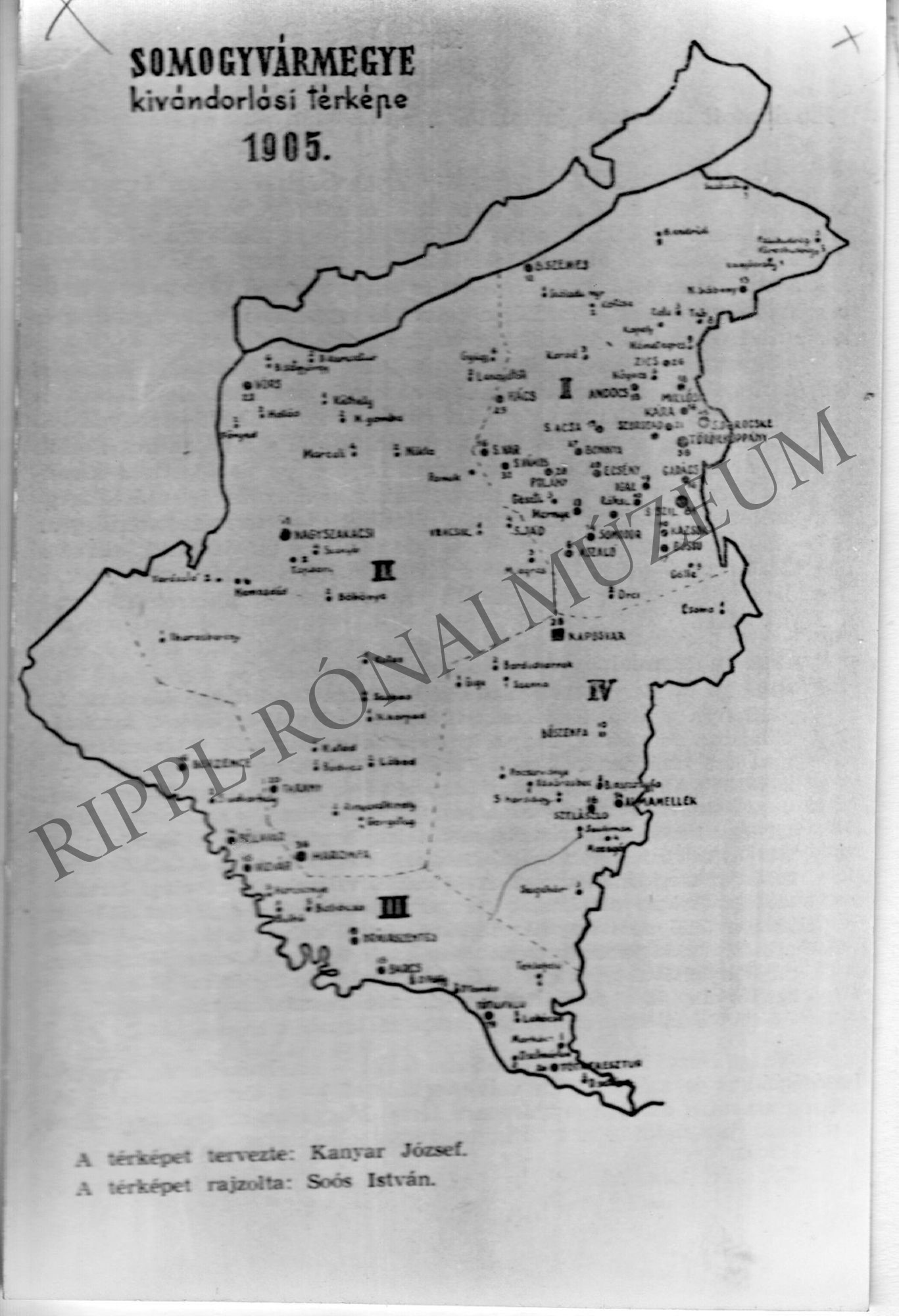 Somogy megye kivándorlási térképe 1905 (Rippl-Rónai Múzeum CC BY-NC-SA)