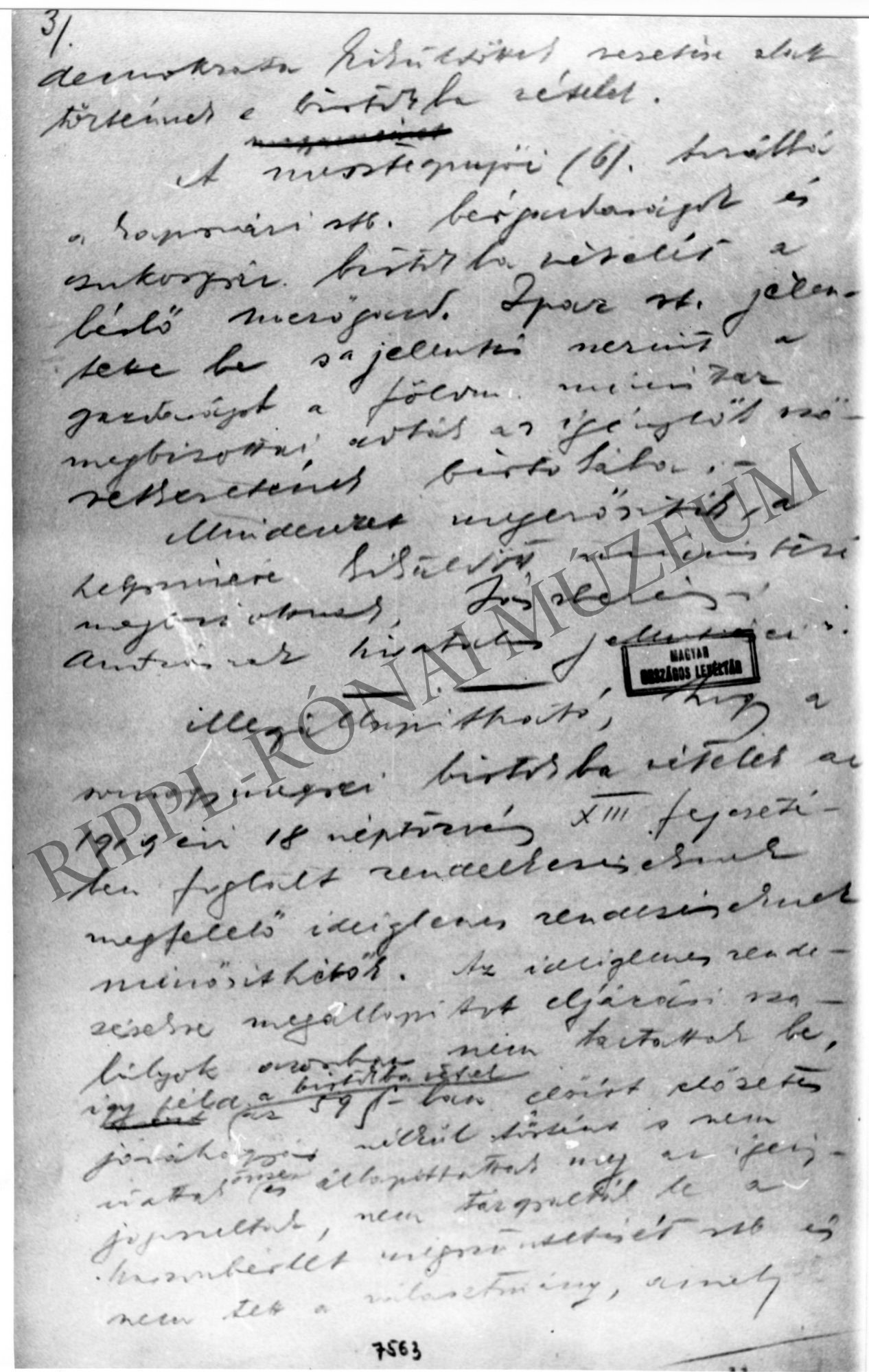 Tényállás Somogyban az igénybevett birtokok ügyében (az előző folytatása kéziratos példány - 3. old.) (Rippl-Rónai Múzeum CC BY-NC-SA)