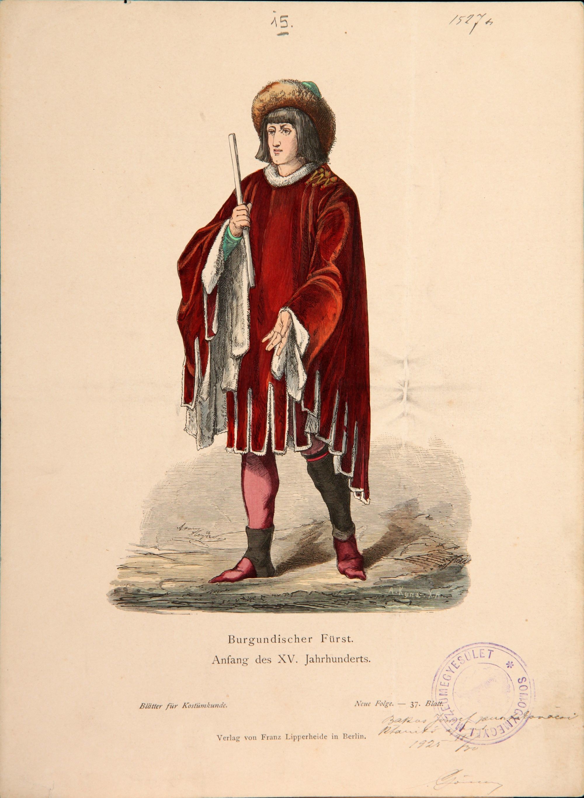 Burgundischer Fürst - Kosztümlap 15. (Rippl-Rónai Múzeum CC BY-NC-SA)