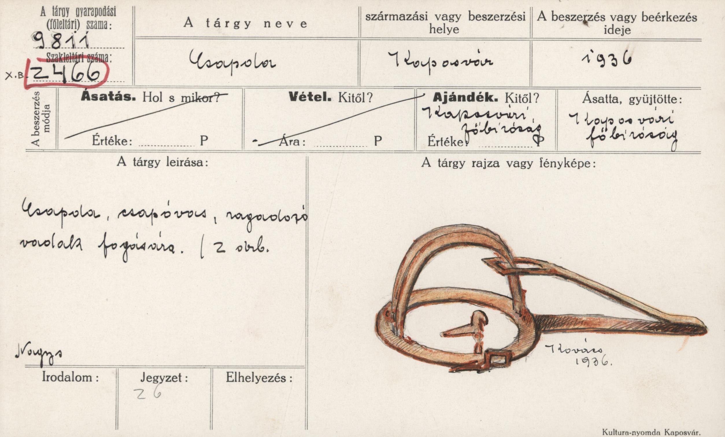 Csapda vadakra (csapóvas) (Rippl-Rónai Múzeum CC BY-NC-ND)