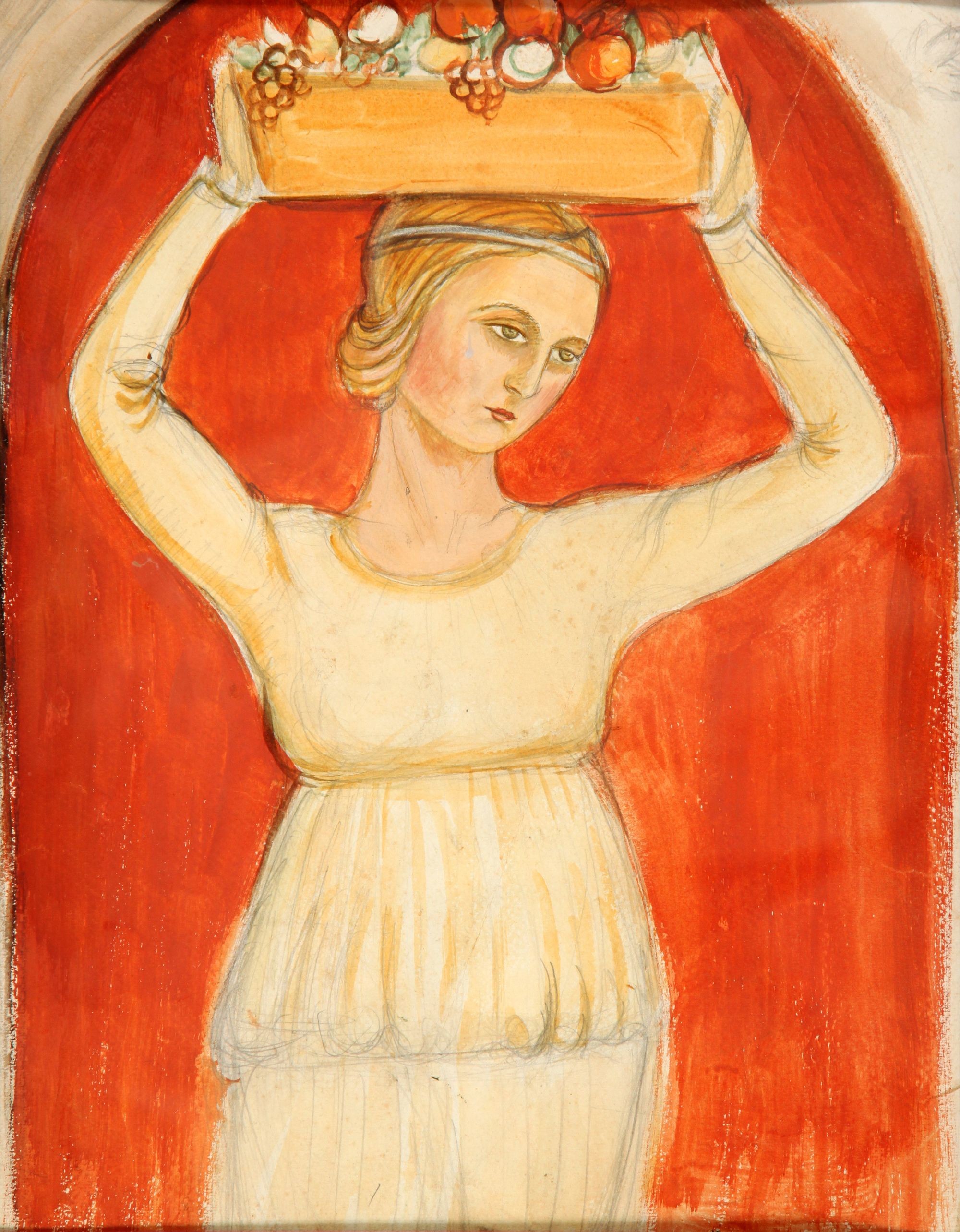 Gyümölcsvivő lány - Falikerámia-terv (Rippl-Rónai Múzeum CC BY-NC-SA)
