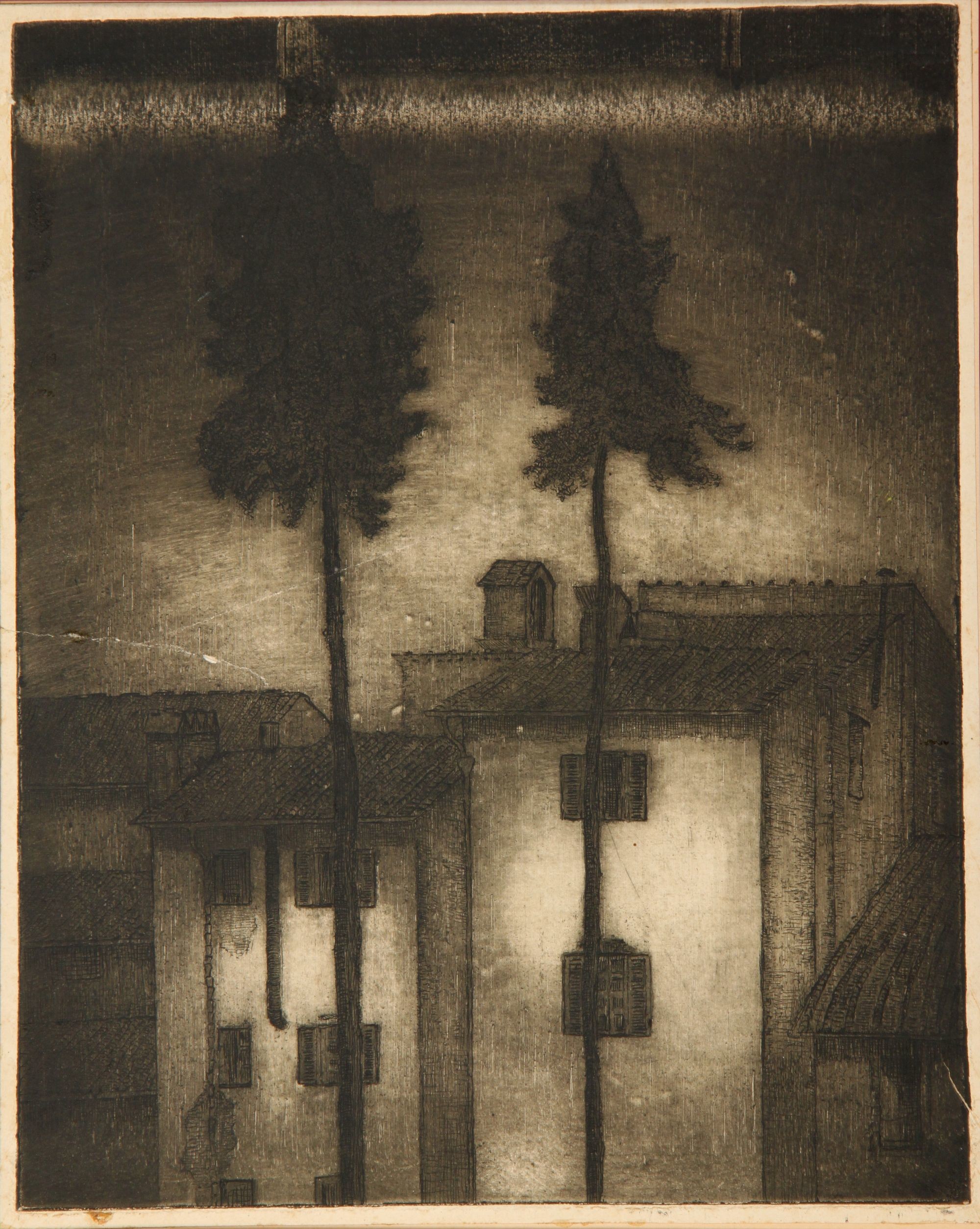 Házak esti fényben (Rippl-Rónai Múzeum CC BY-NC-SA)