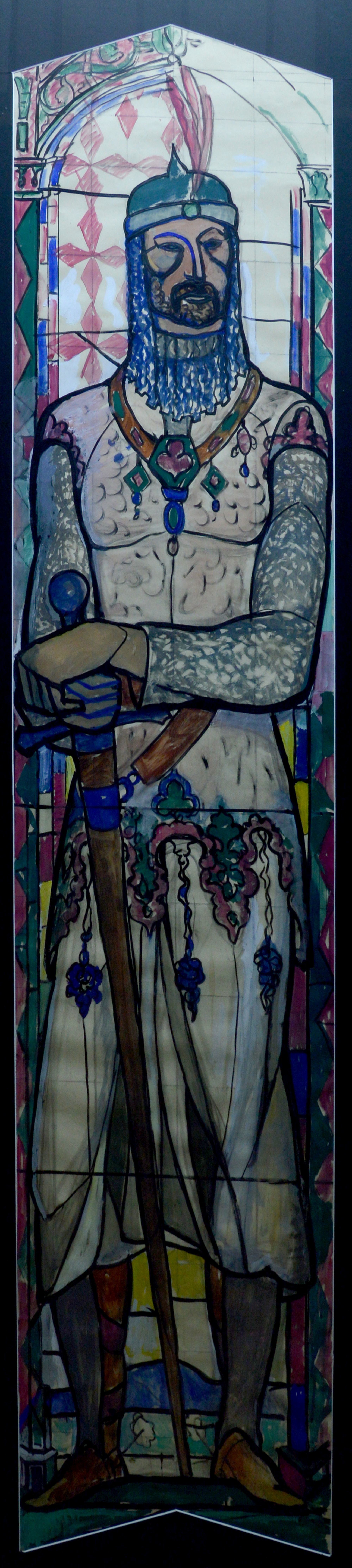 Honfoglaló magyar harcos karddal (üvegablak terv) (Rippl-Rónai Múzeum CC BY-NC-SA)