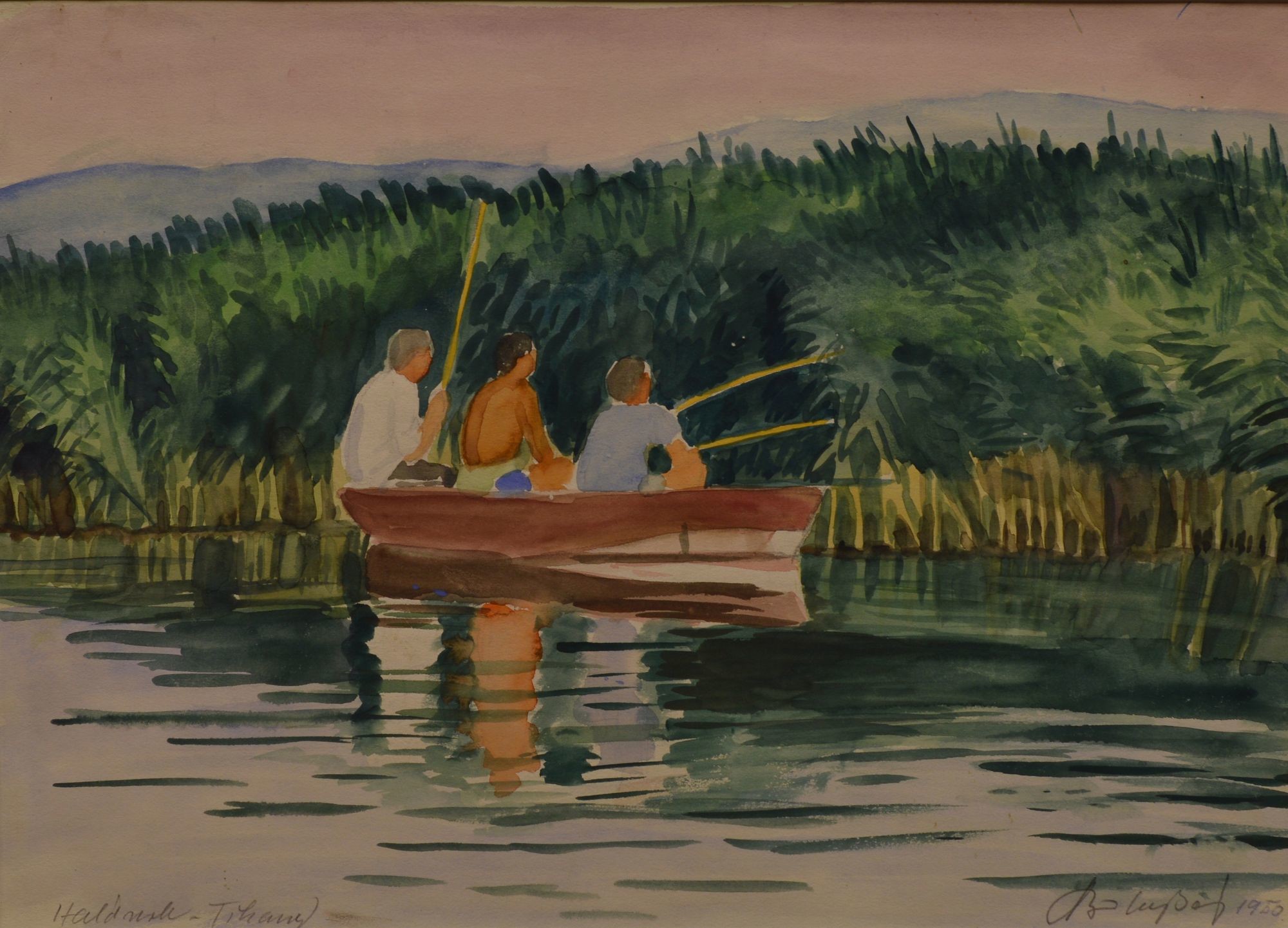 Horgászok a csónakban, 1950. (Rippl-Rónai Múzeum CC BY-NC-ND)