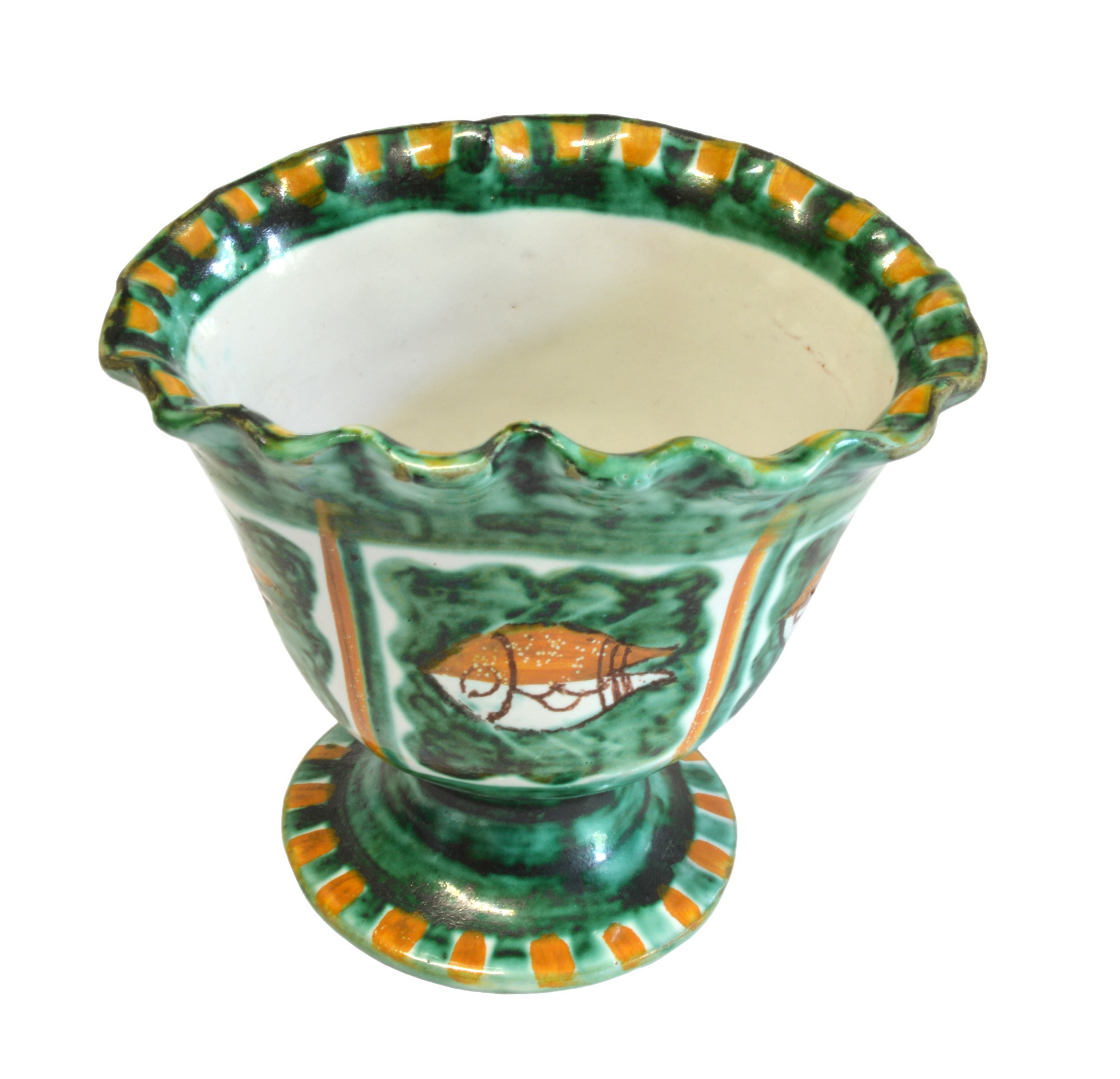 "Kockás, halas" talpas pohár (Rippl-Rónai Múzeum CC BY-NC-SA)