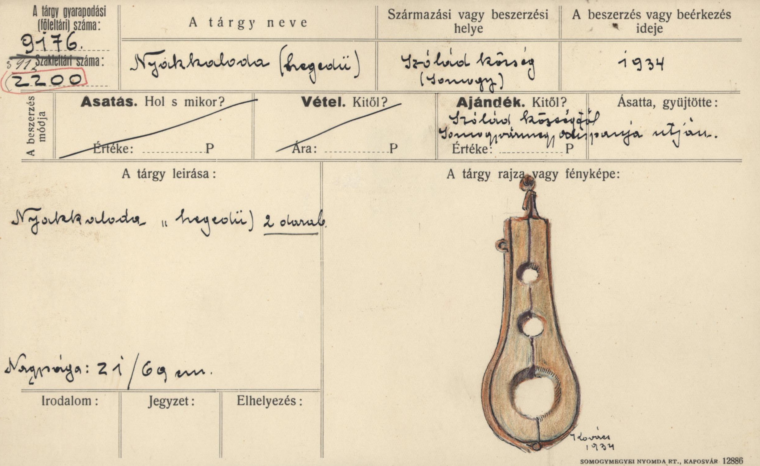 Nyakkaloda "hegedű" (Rippl-Rónai Múzeum CC BY-NC-ND)