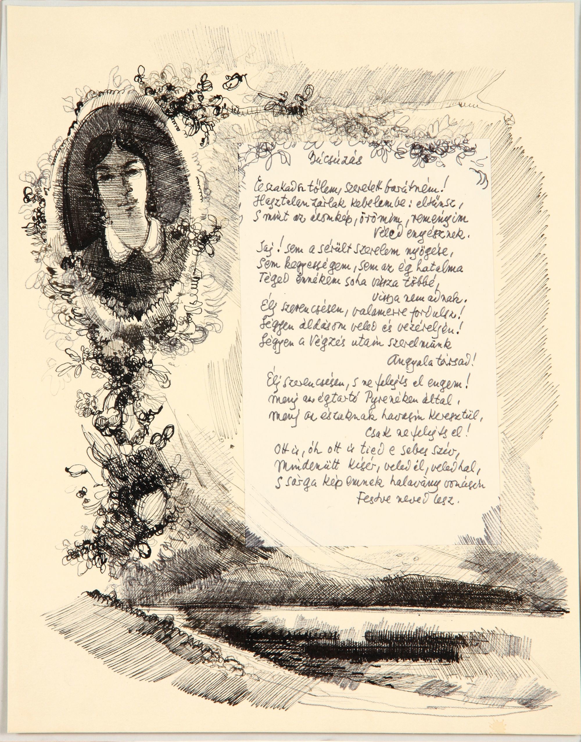 Rajzos keret költeményhez (Rippl-Rónai Múzeum CC BY-NC-SA)