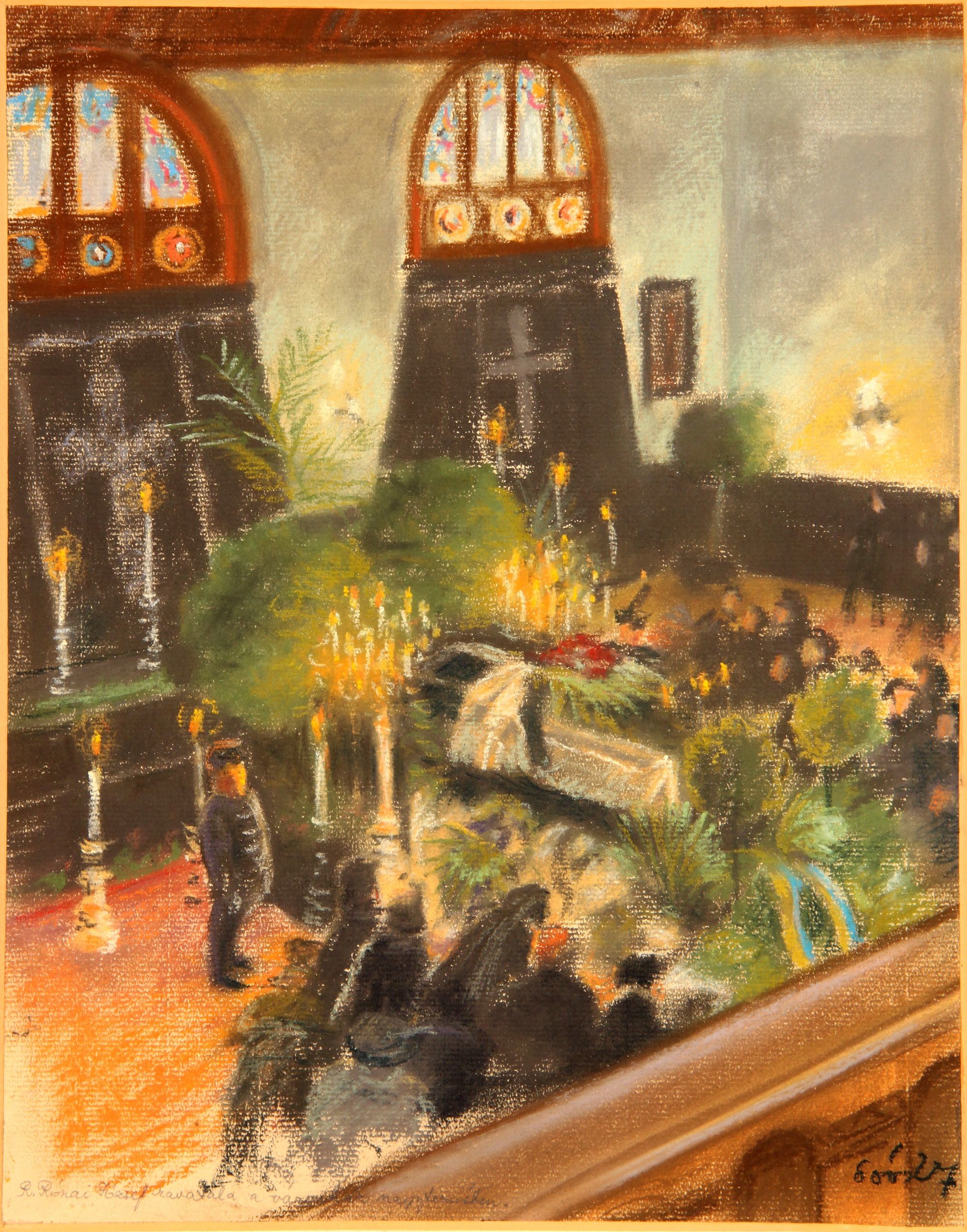 Rippl-Rónai József a ravatala a városháza nagytermében (Rippl-Rónai Múzeum CC BY-NC-SA)