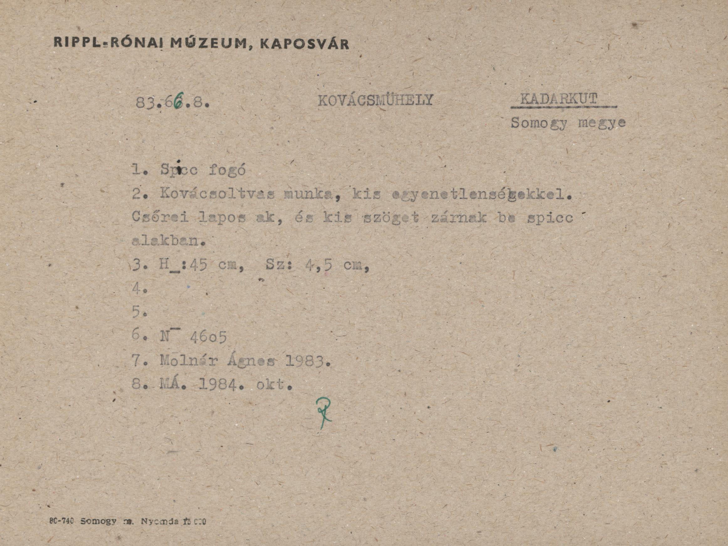 Spicc fogó (Rippl-Rónai Múzeum CC BY-NC-ND)