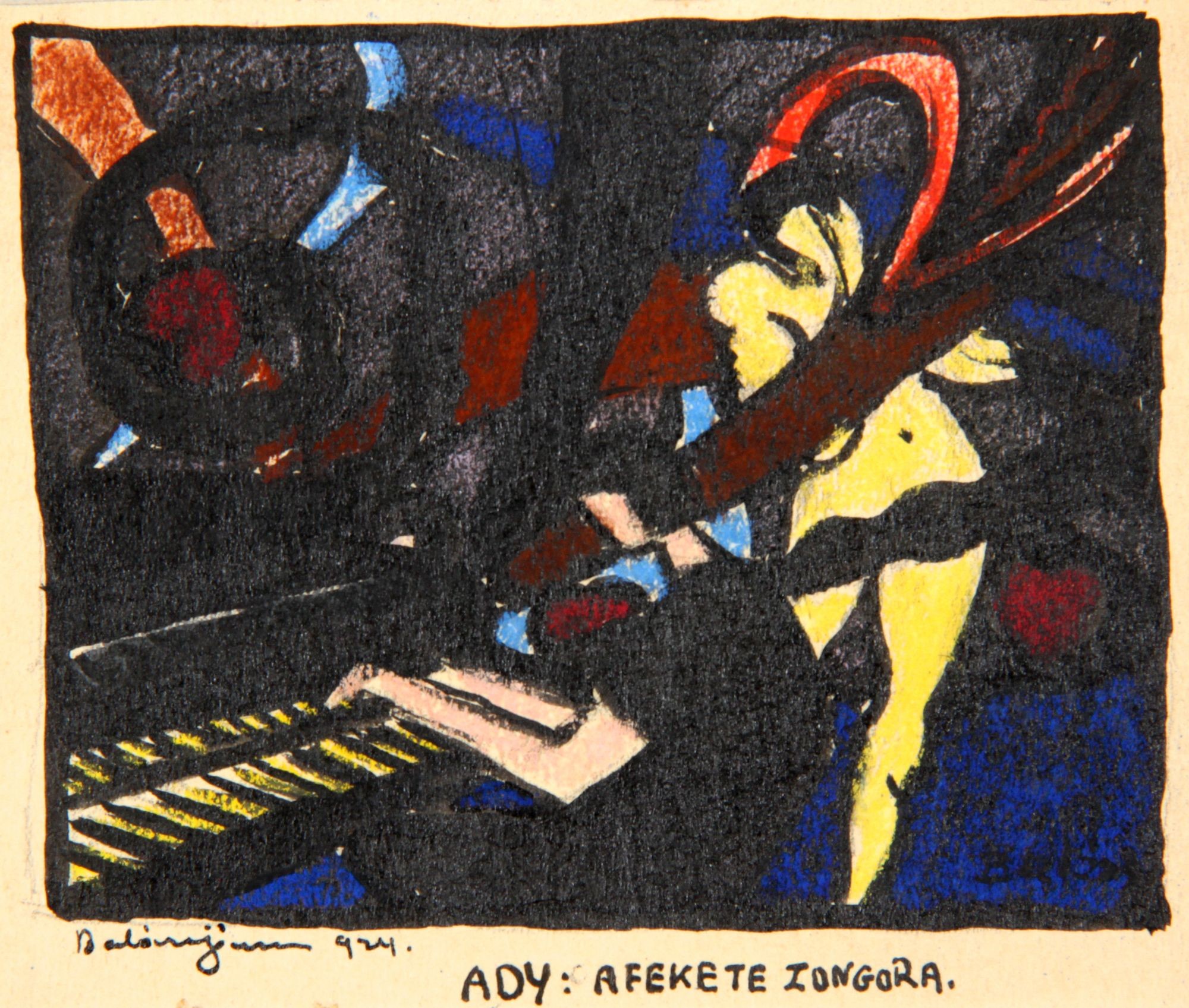 Versillusztráció - Ady: A fekete zongora c. verséhez (Rippl-Rónai Múzeum CC BY-NC-SA)