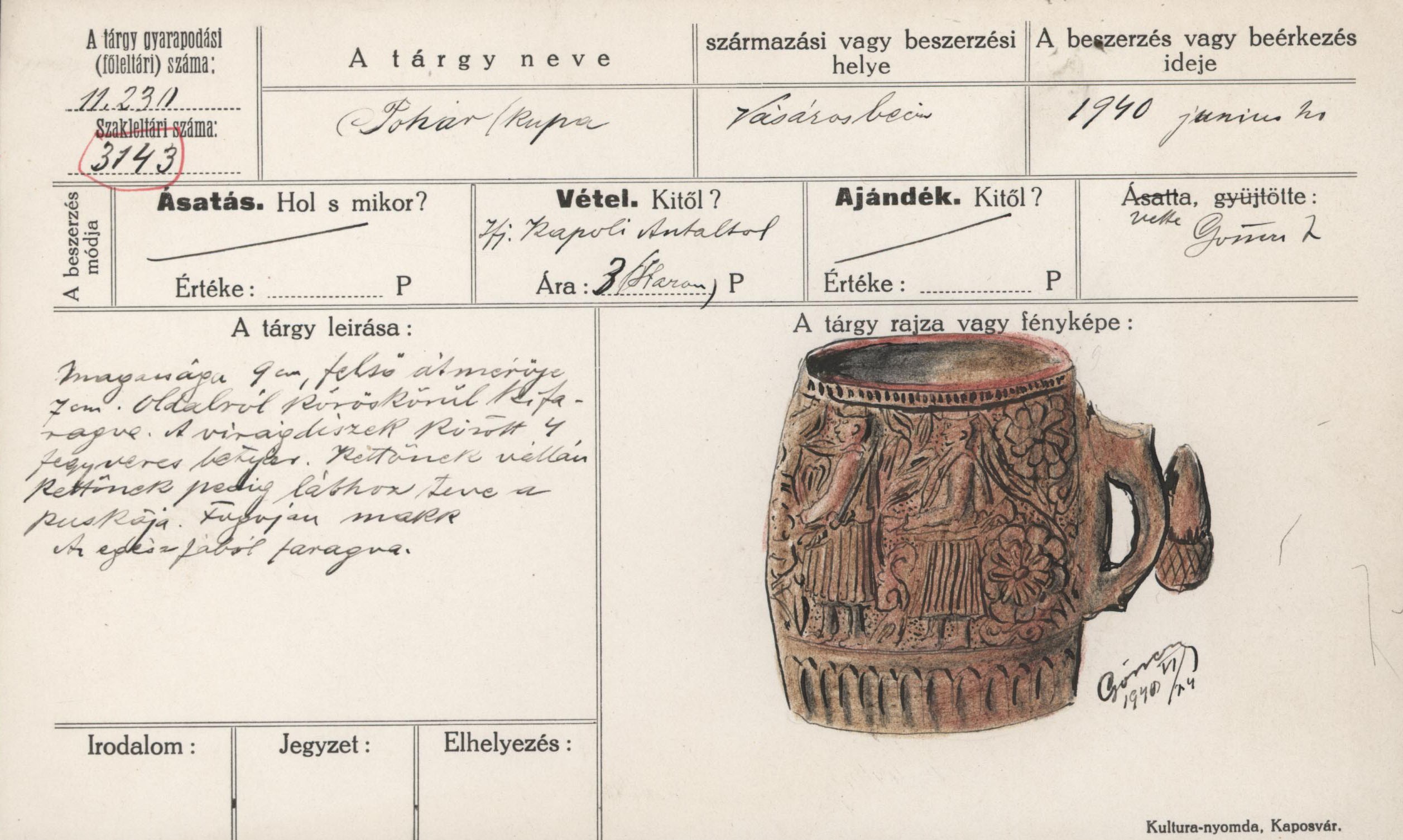 Pohár (kupa) fából, faragott (Rippl-Rónai Múzeum CC BY-NC-ND)