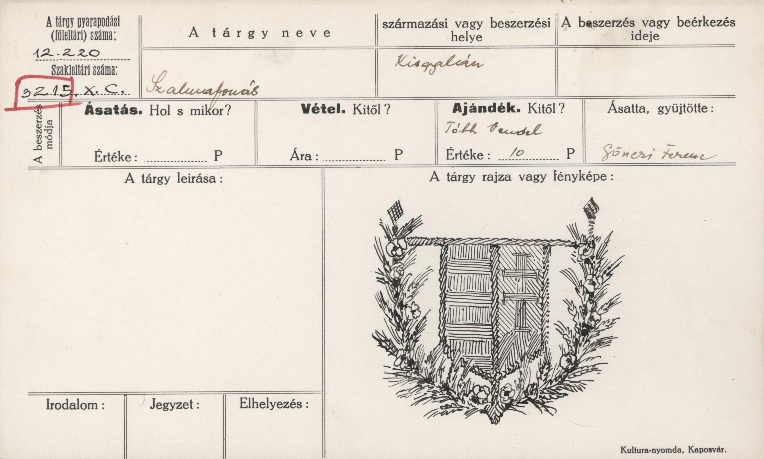 Szalmafonásból magyar címer (Rippl-Rónai Múzeum CC BY-NC-ND)