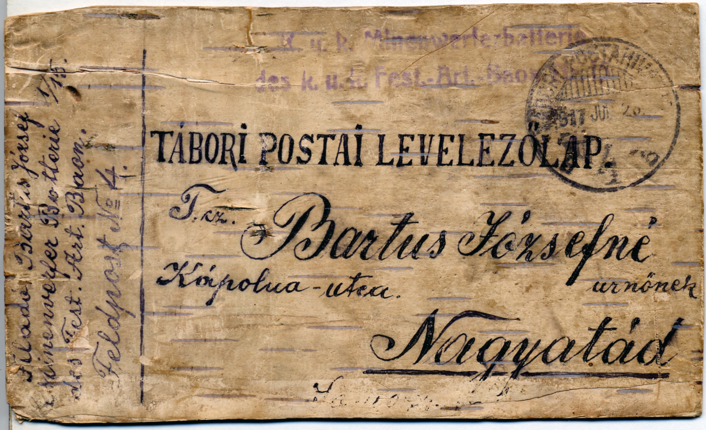 Tábori postai levelezőlap (Nagyatádi Kulturális és Sport Központ – Városi Múzeum CC BY-NC-SA)