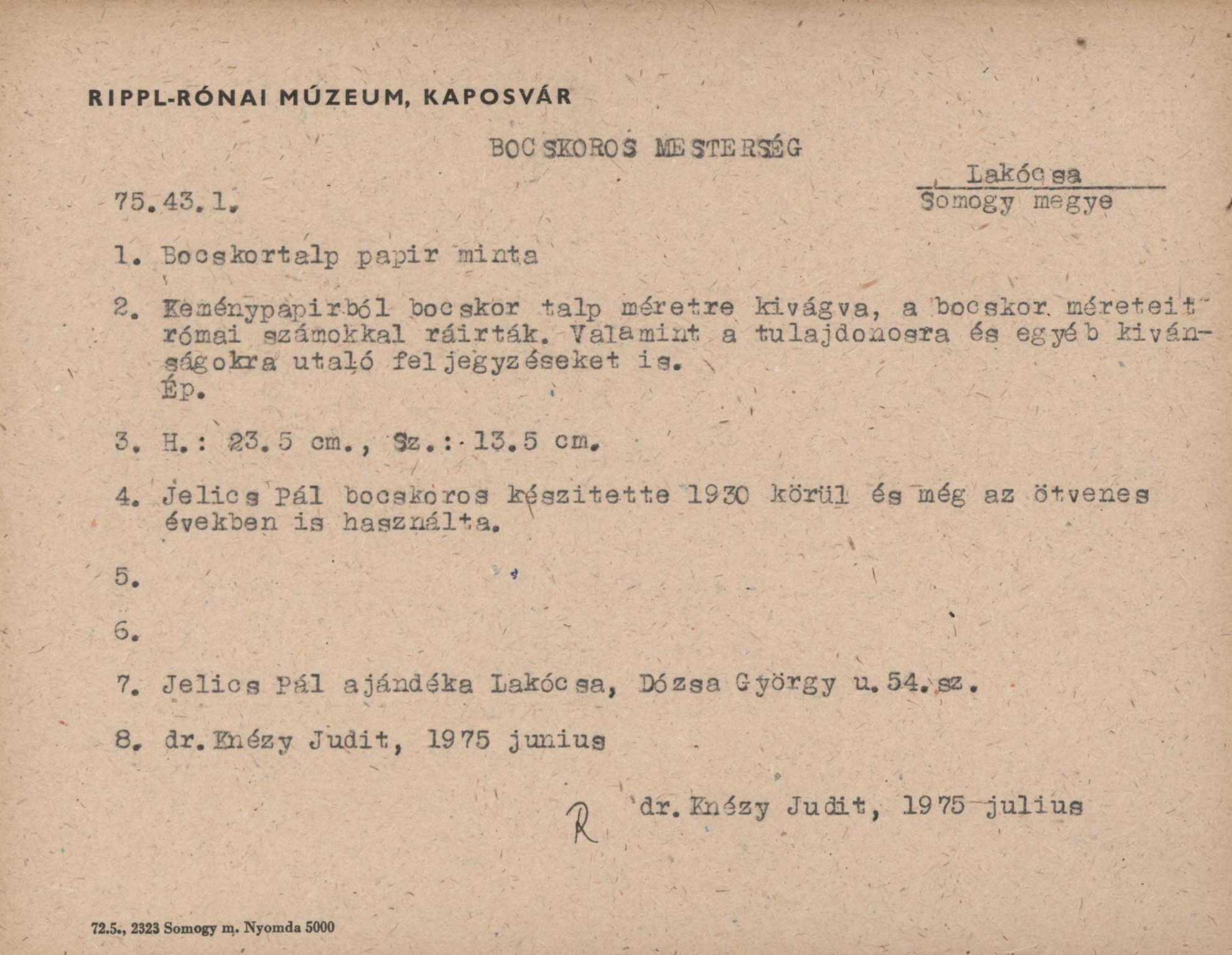 Bocskortalp, papír minta (Rippl-Rónai Múzeum CC BY-NC-SA)