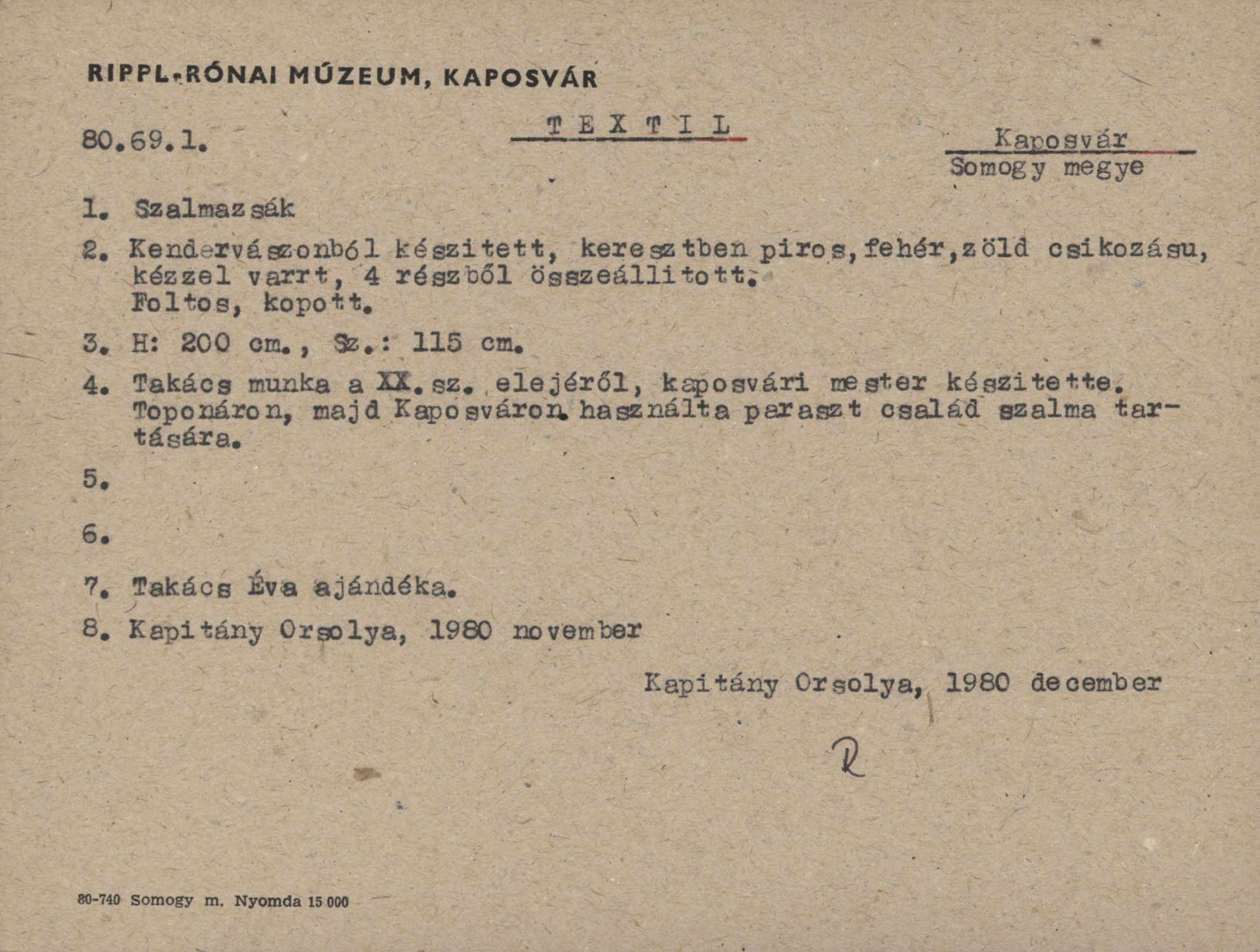 szalmazsák (Rippl-Rónai Múzeum CC BY-NC-SA)