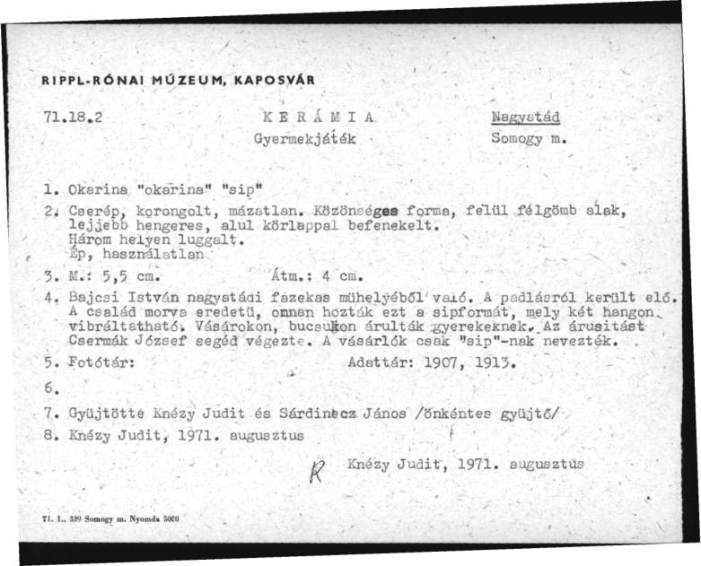 Okarina "okarina síp" (Rippl-Rónai Múzeum CC BY-NC-SA)