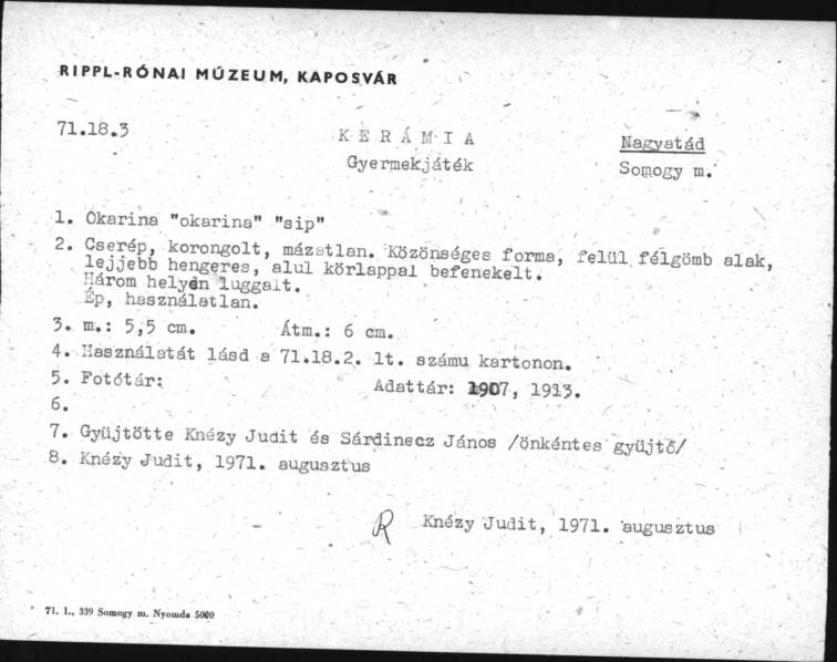 Okarina "okarina síp" (Rippl-Rónai Múzeum CC BY-NC-SA)