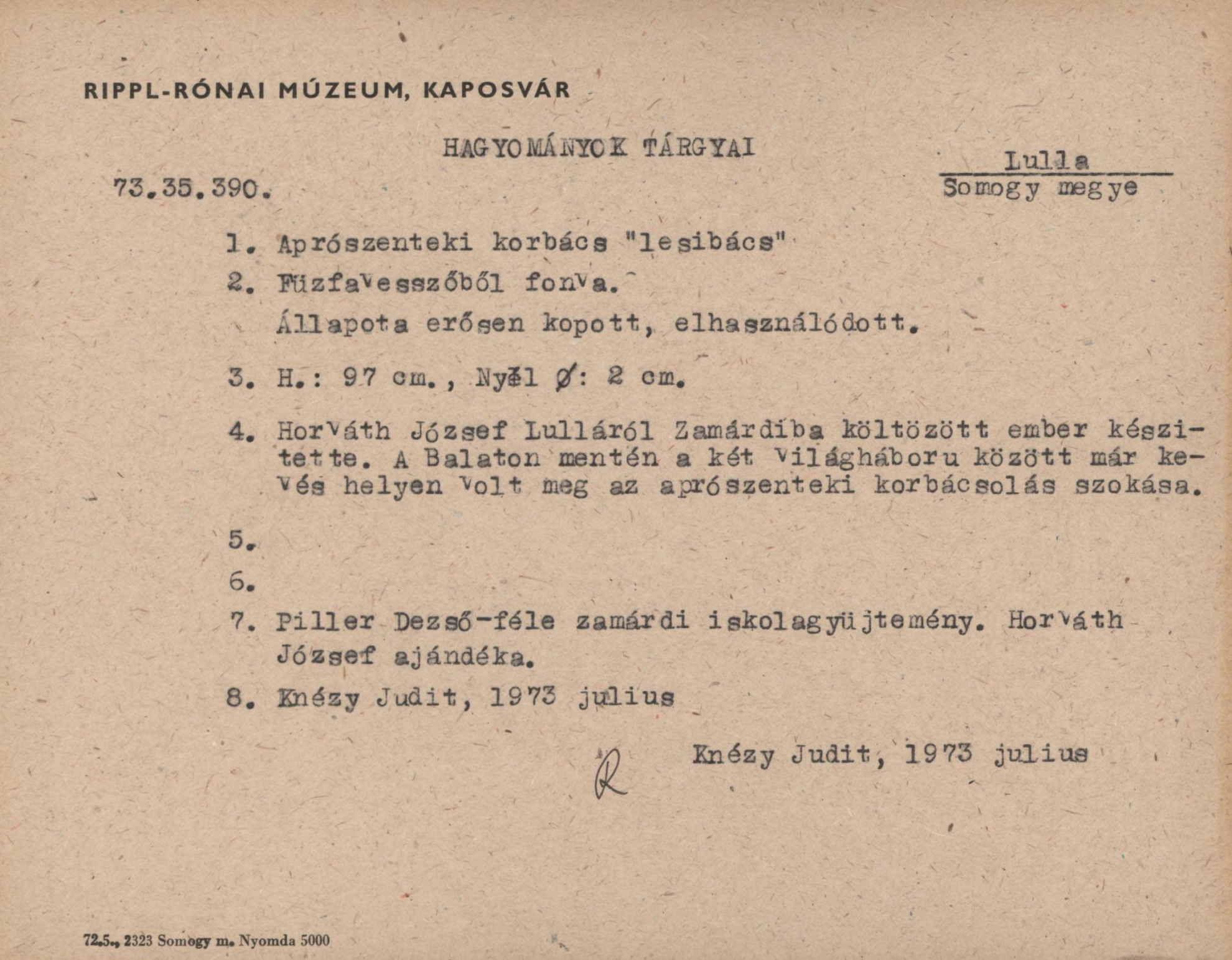 Aprószenteki korbács (Rippl-Rónai Múzeum CC BY-NC-SA)